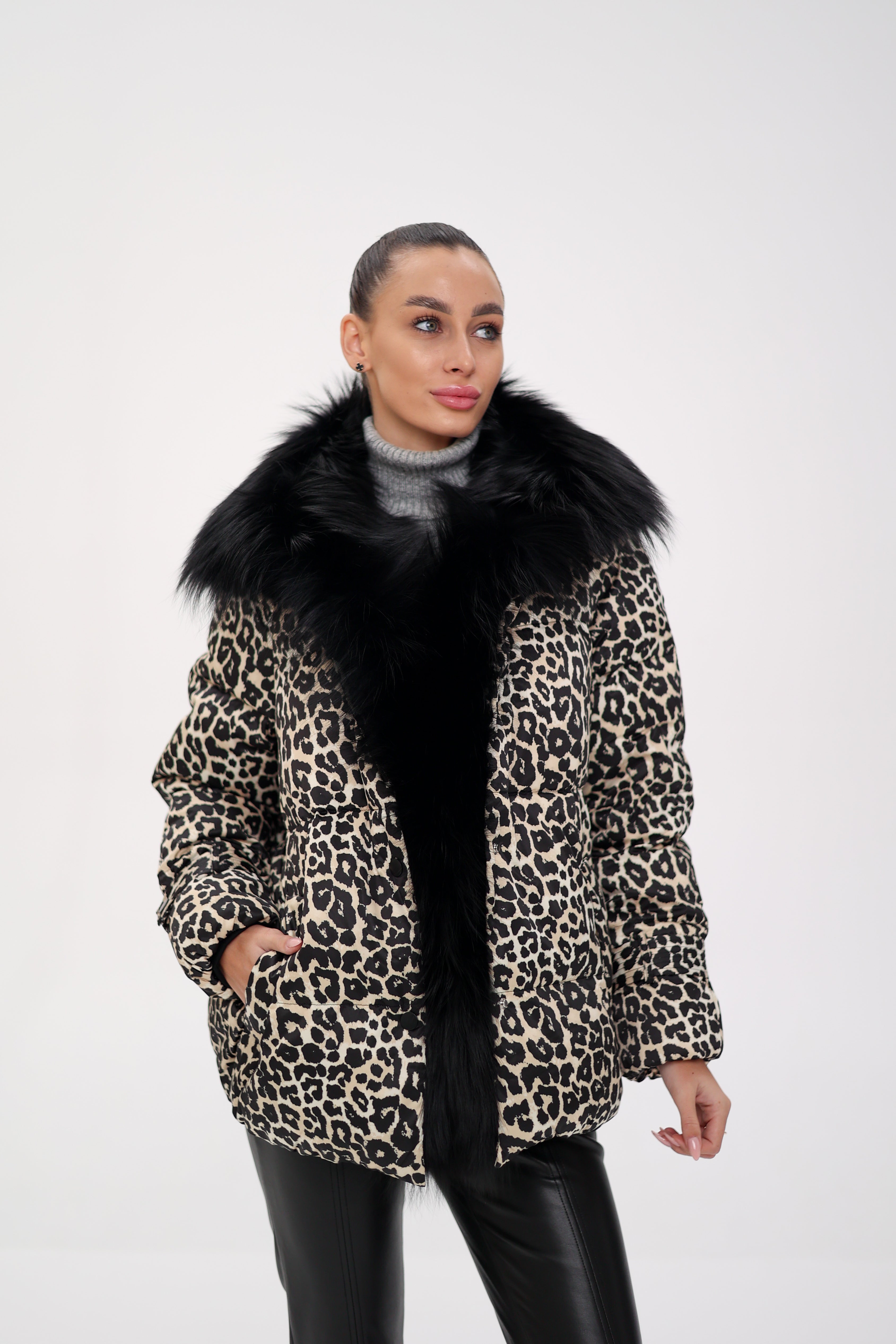 Genuine Polar Fox Leopard Luxe Down Parka - Energize Trek
