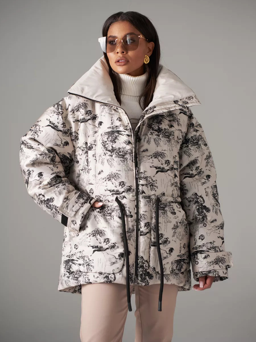 Monochrome Jacquard Down Fill Coat - Energize Trek