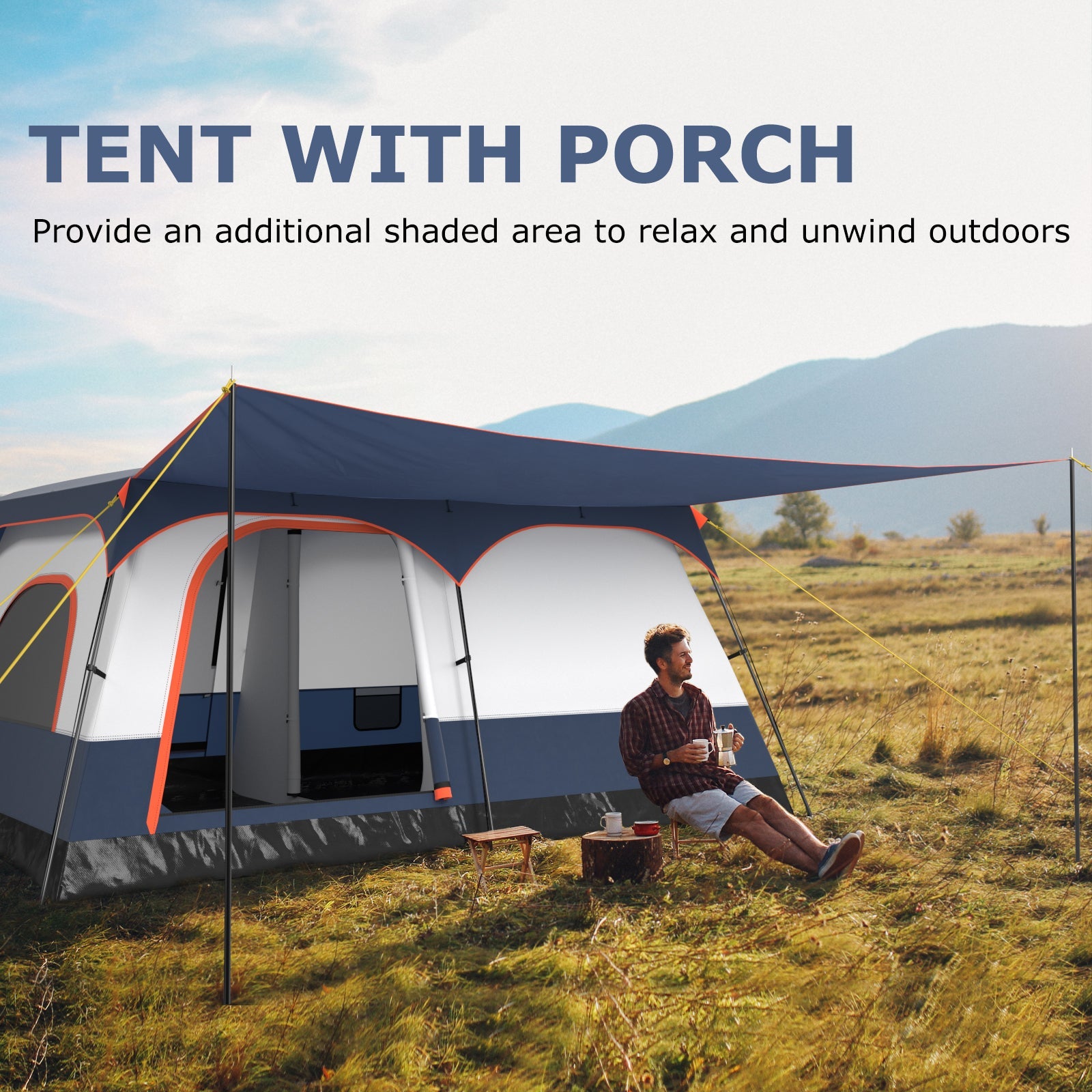 8-10 Person Camping Tent with Double Rooms and 2 Doors - Energize Trek