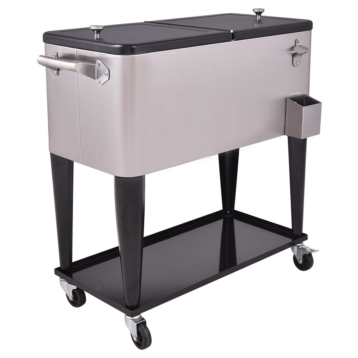80 Quart Patio Rolling Stainless Steel Ice Beverage Cooler - Energize Trek