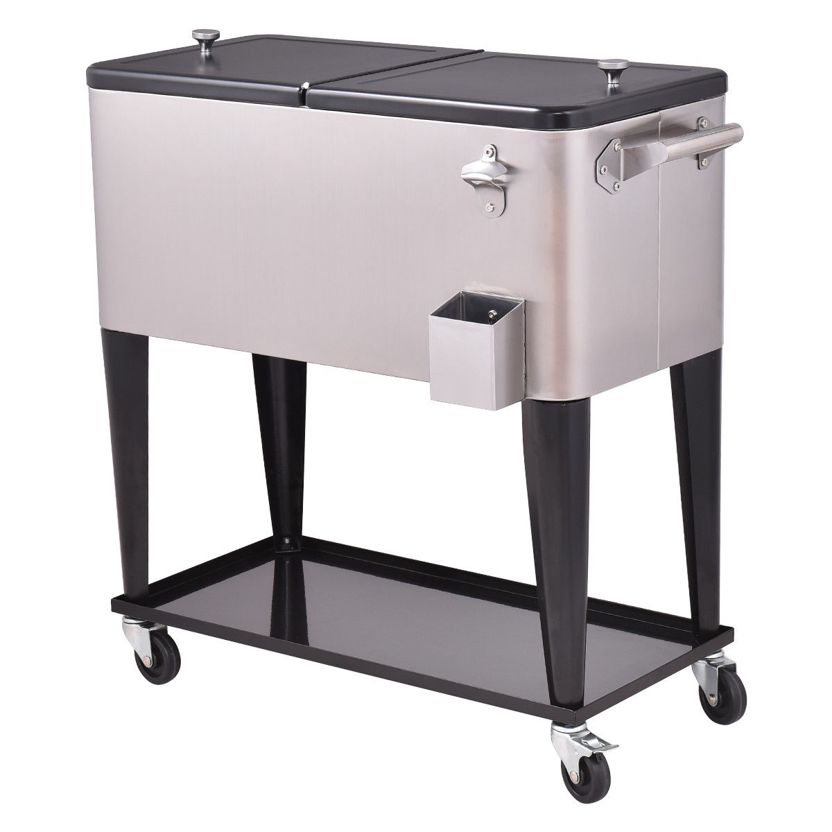 80 Quart Patio Rolling Stainless Steel Ice Beverage Cooler - Energize Trek