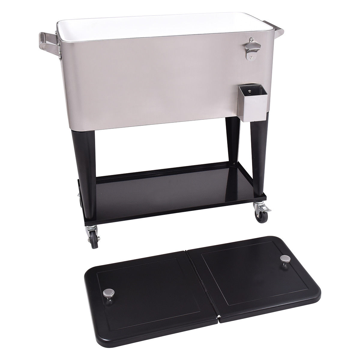 80 Quart Patio Rolling Stainless Steel Ice Beverage Cooler - Energize Trek