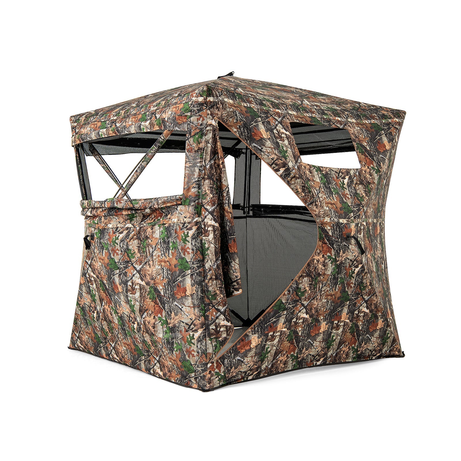 82 Inch Tall Hunting Blind 270° One Way See Through Ground Tent for 3-4 People - Energize Trek