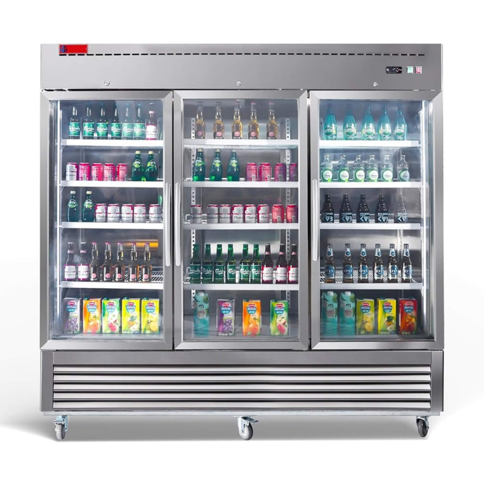 82" Commercial Stainless Steel Upright Display 3 Section Merchandiser Refrigerator (SAK15724) - Energize Trek