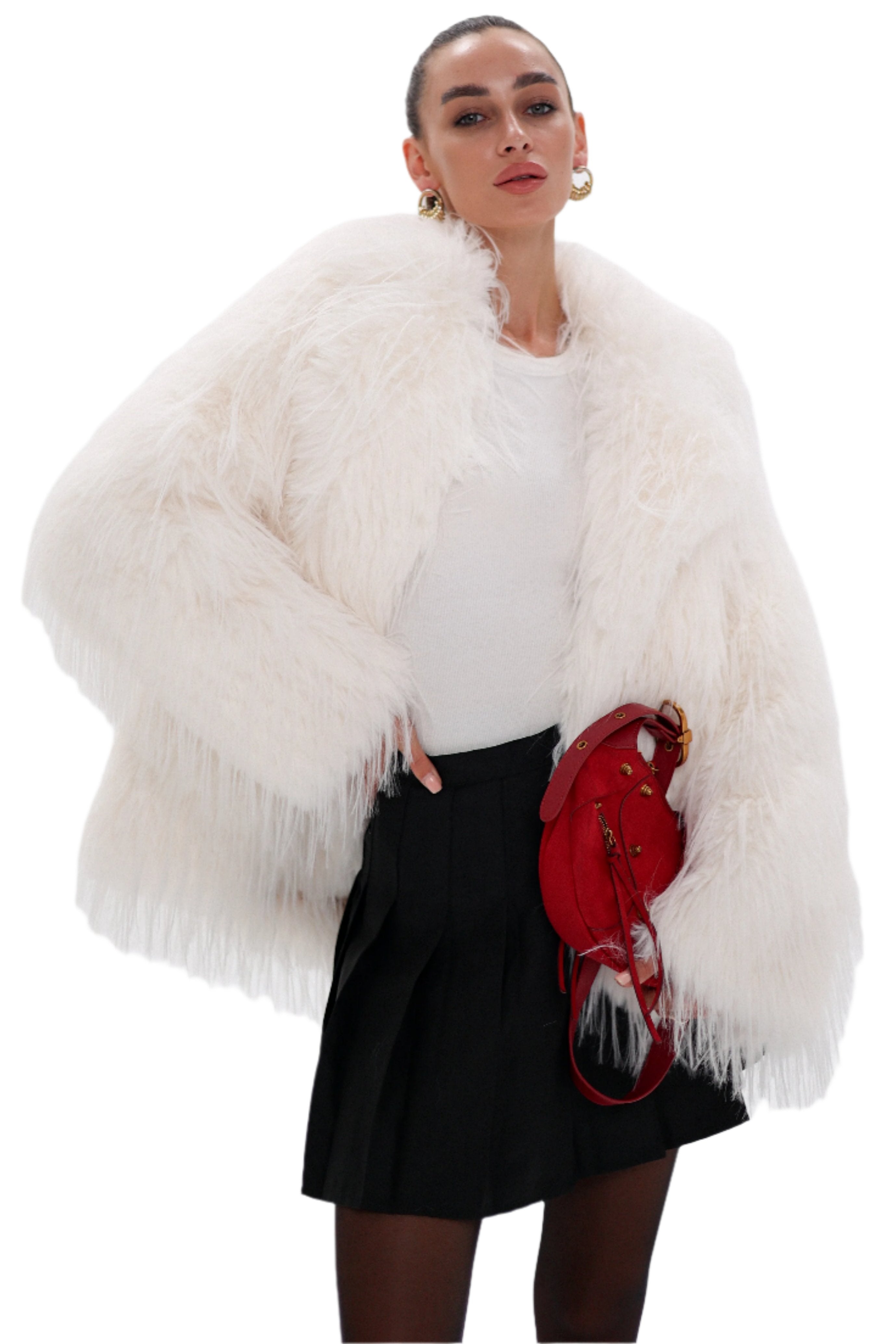 Faux Ostrich Luxe Wool Blend Coat - Energize Trek