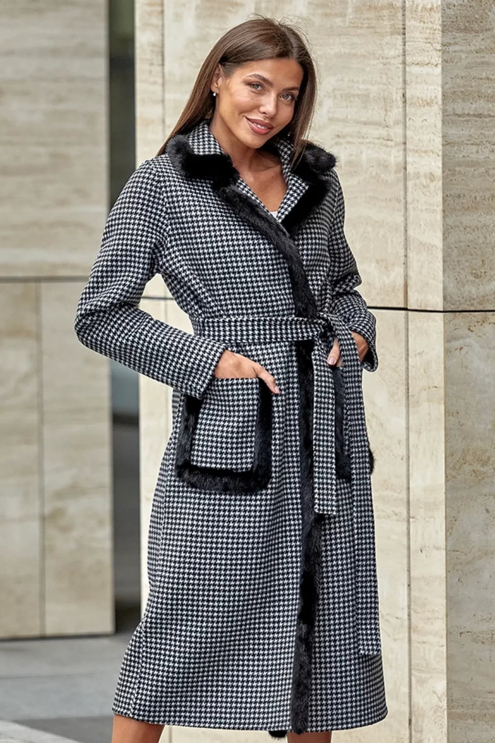 Genuine Scandinavian Mink Fur Trim Wool Coat - Energize Trek