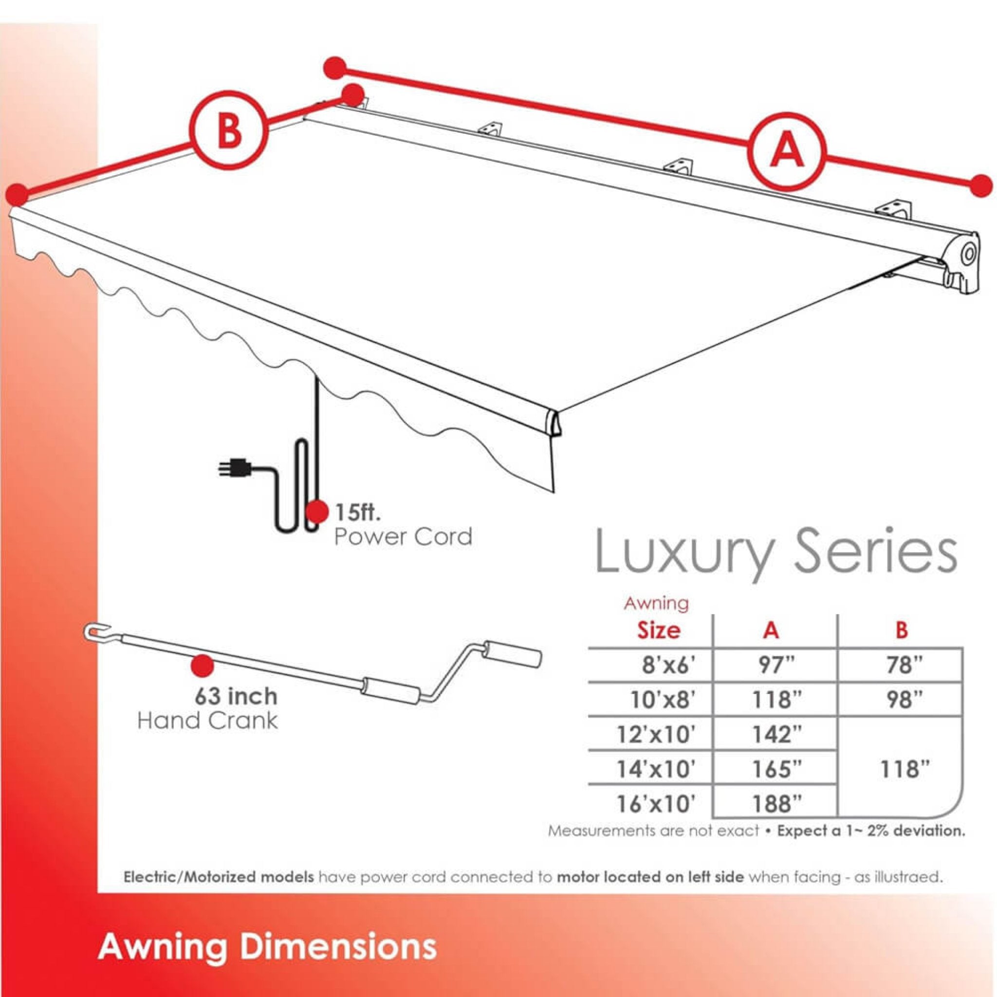 Advaning Luxury Series Fully Assembled Retractable Sun Shade Canopy Awning (SAK31549) - Energize Trek