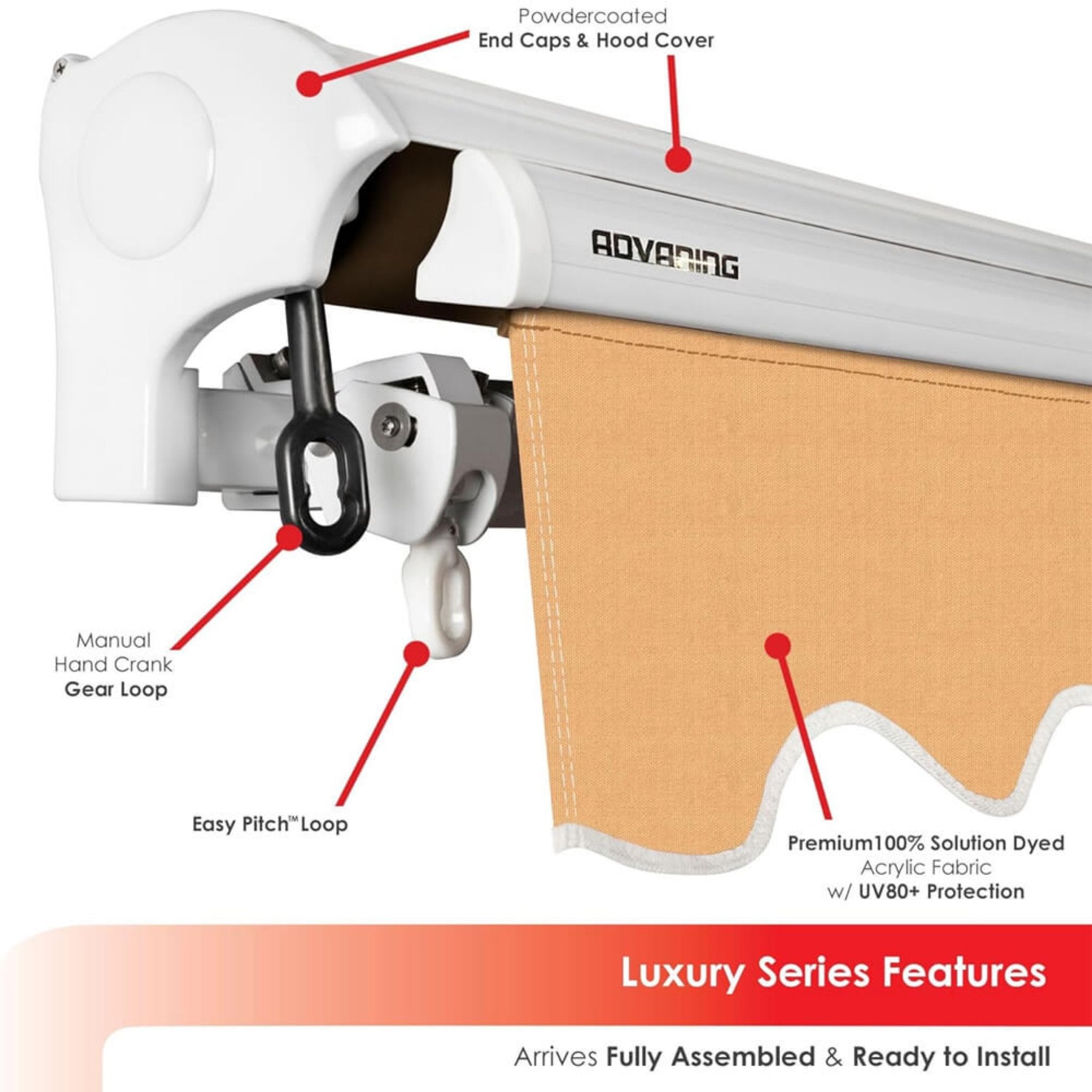 Advaning Luxury Series Fully Assembled Retractable Sun Shade Canopy Awning (SAK31549) - Energize Trek