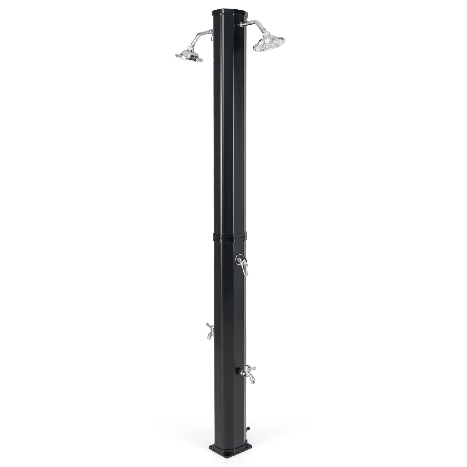 9.3 Gallon Solar Heated Outdoor Shower with Dual Shower Heads-Black - Energize Trek