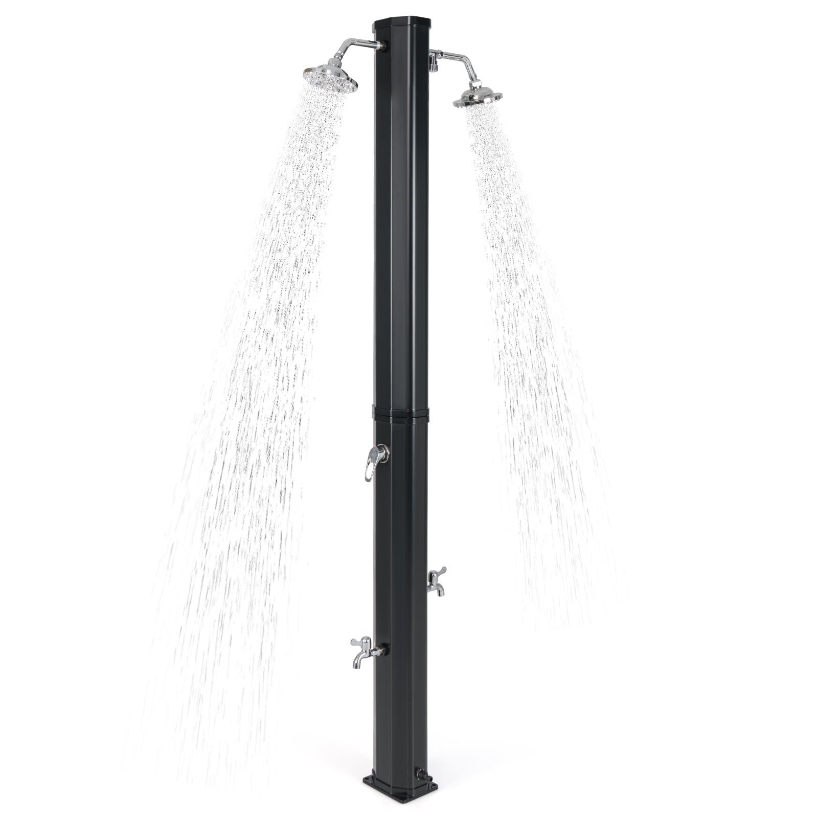 9.3 Gallon Solar Heated Outdoor Shower with Dual Shower Heads-Black - Energize Trek