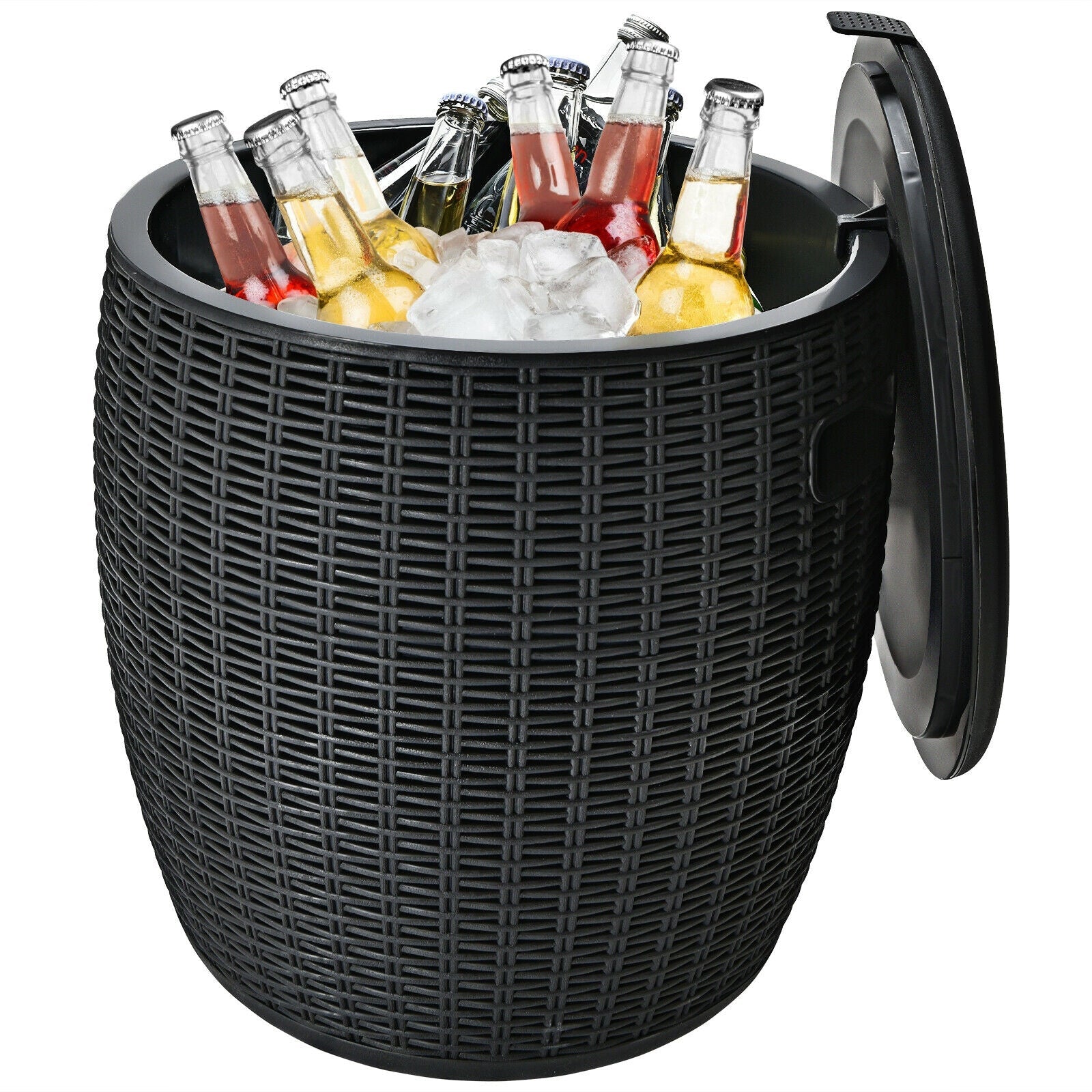 9.5 Gallon 4-in-1 Patio Rattan Cool Bar Cocktail Table Side Table - Energize Trek