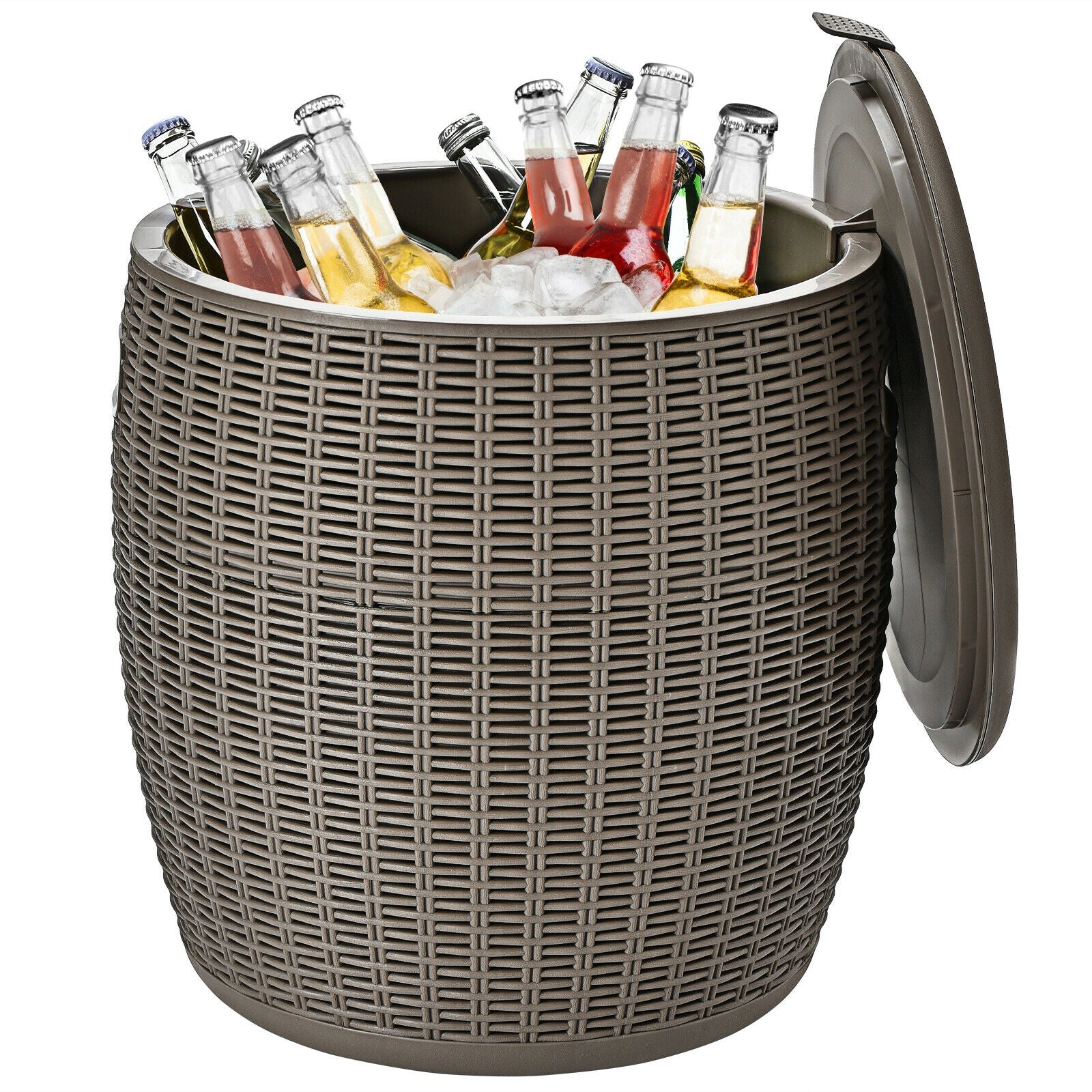 9.5 Gallon 4-in-1 Patio Rattan Cool Bar Cocktail Table Side Table - Energize Trek