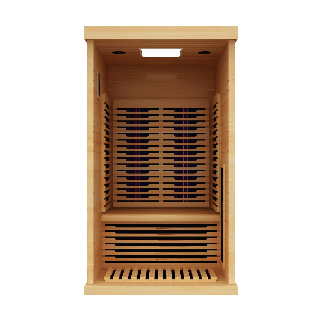 Peak Saunas Shasta 1-Person Full Spectrum Infrared Sauna with XL Medical-Grade Red Light Therapy & Smart WiFi App Control - Energize Trek