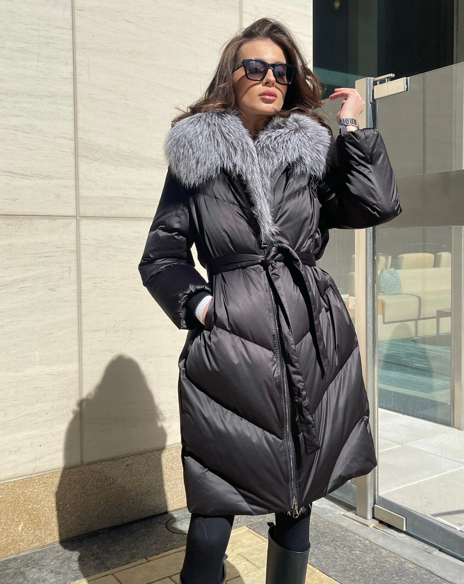 Amandine Genuine Silver Fox Down Parka - Energize Trek
