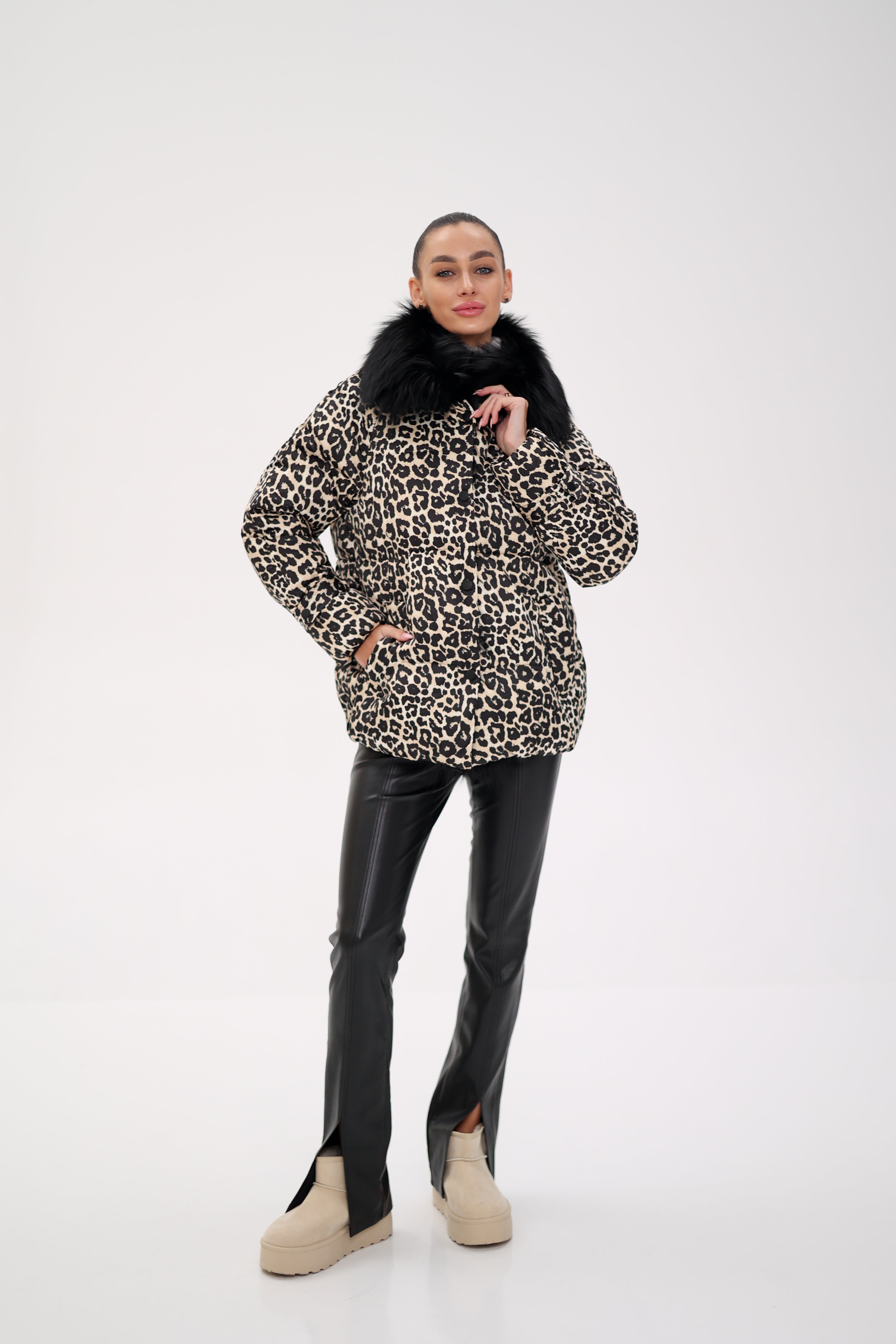Genuine Polar Fox Leopard Luxe Down Parka - Energize Trek