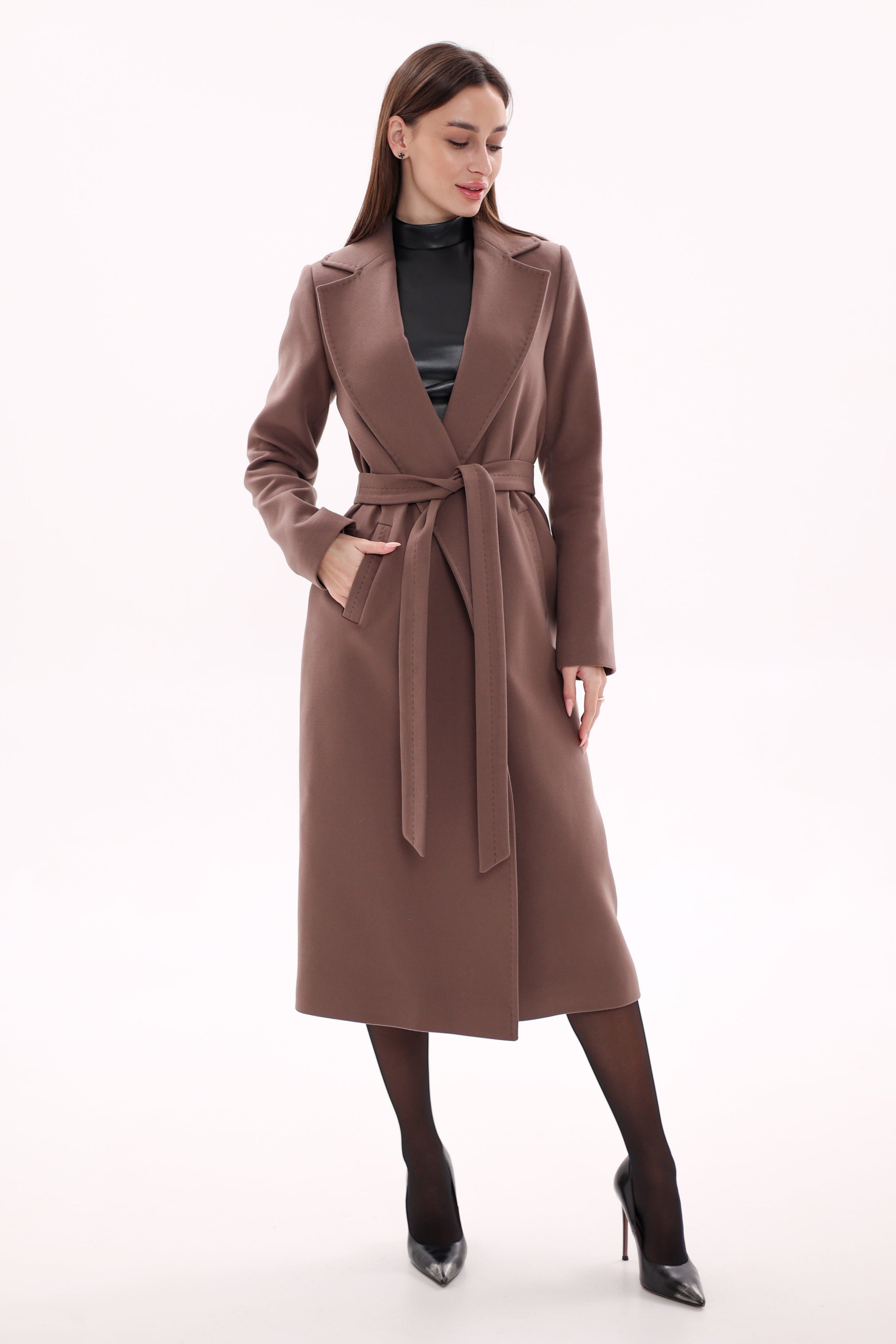 Harrington Classic Wraparound Overcoat in Mocha Mousse - Energize Trek