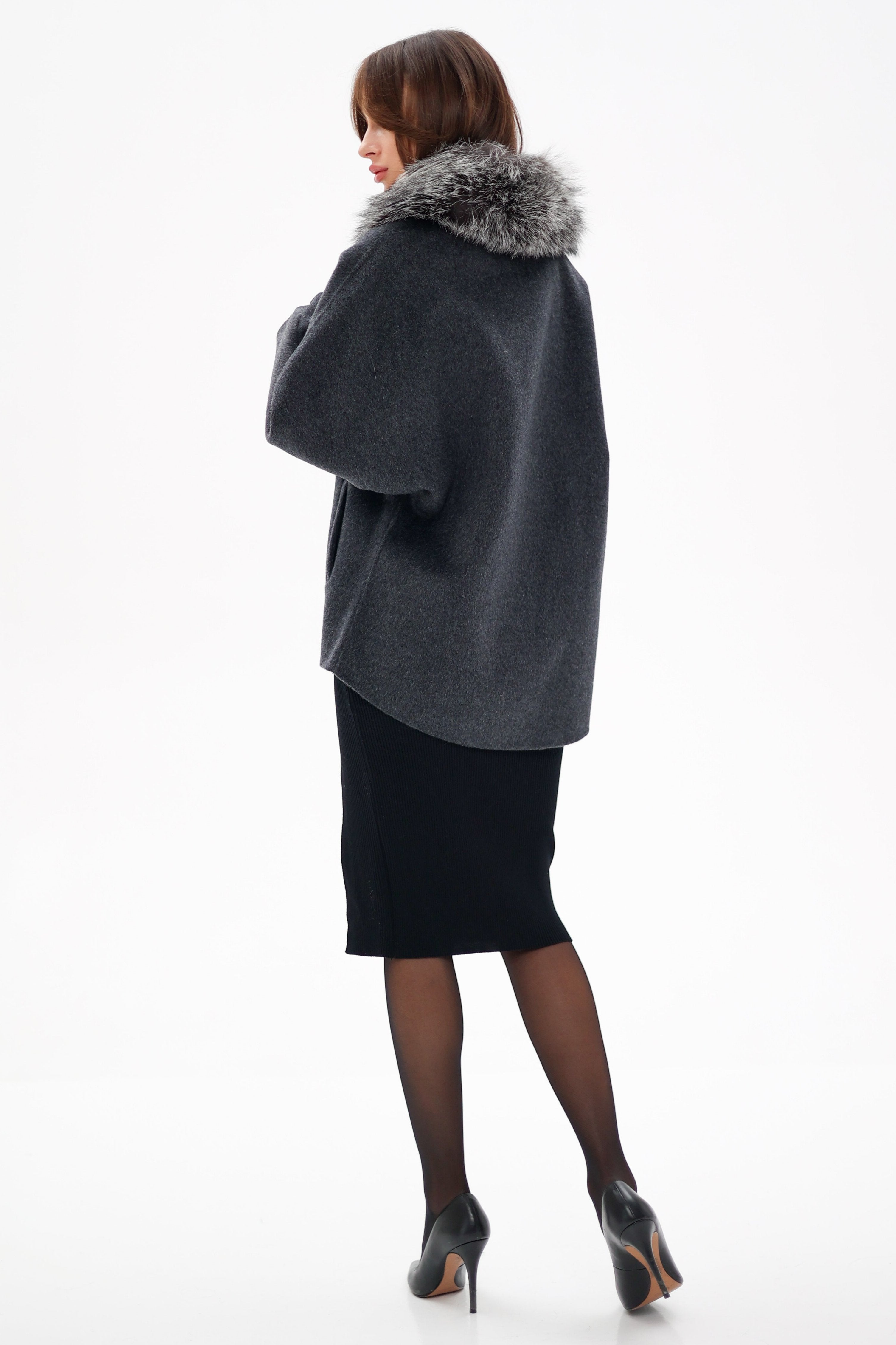 Genuine Silver Fox Fur Virgin Wool Coat - Energize Trek
