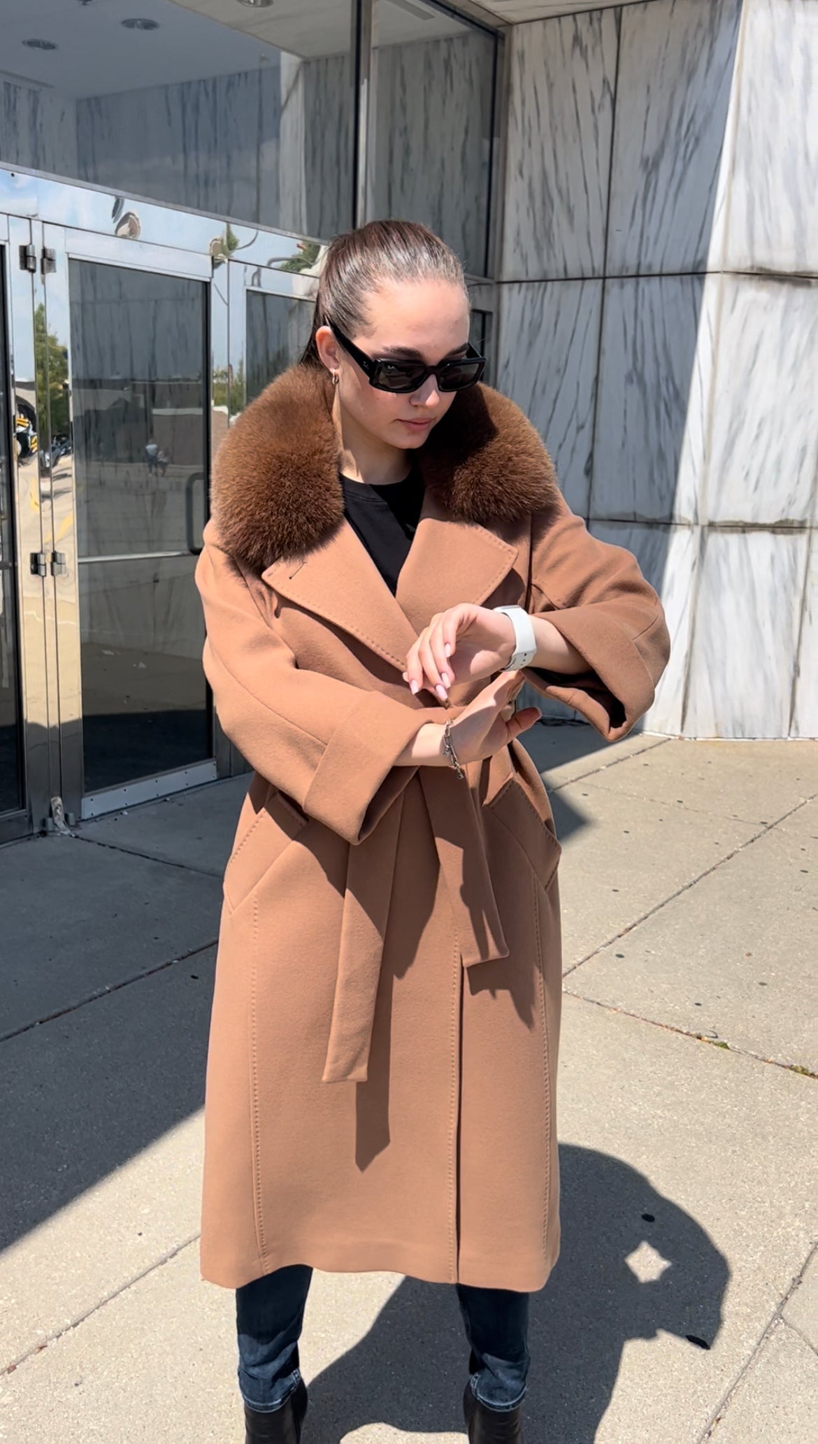 Genuine Polar Fox Tailored Cashmere Wool Coat - Energize Trek