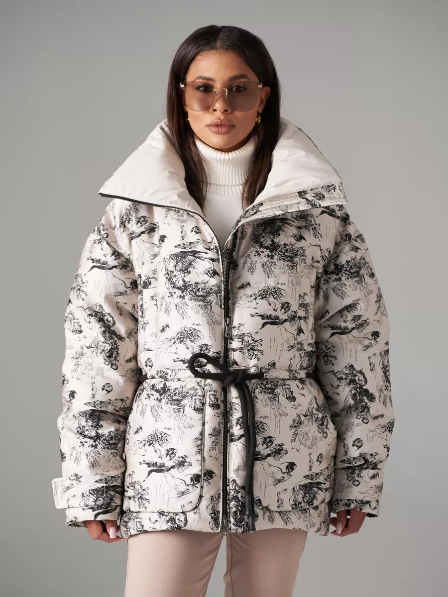 Monochrome Jacquard Down Fill Coat - Energize Trek