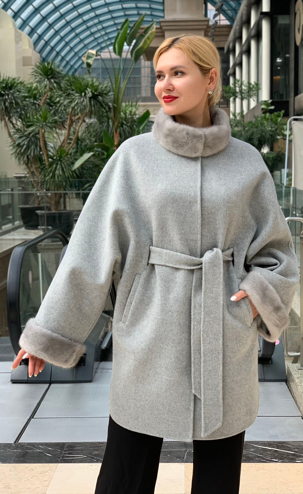 Genuine Scandinavian Mink Fur Virgin Wool Coat - Energize Trek