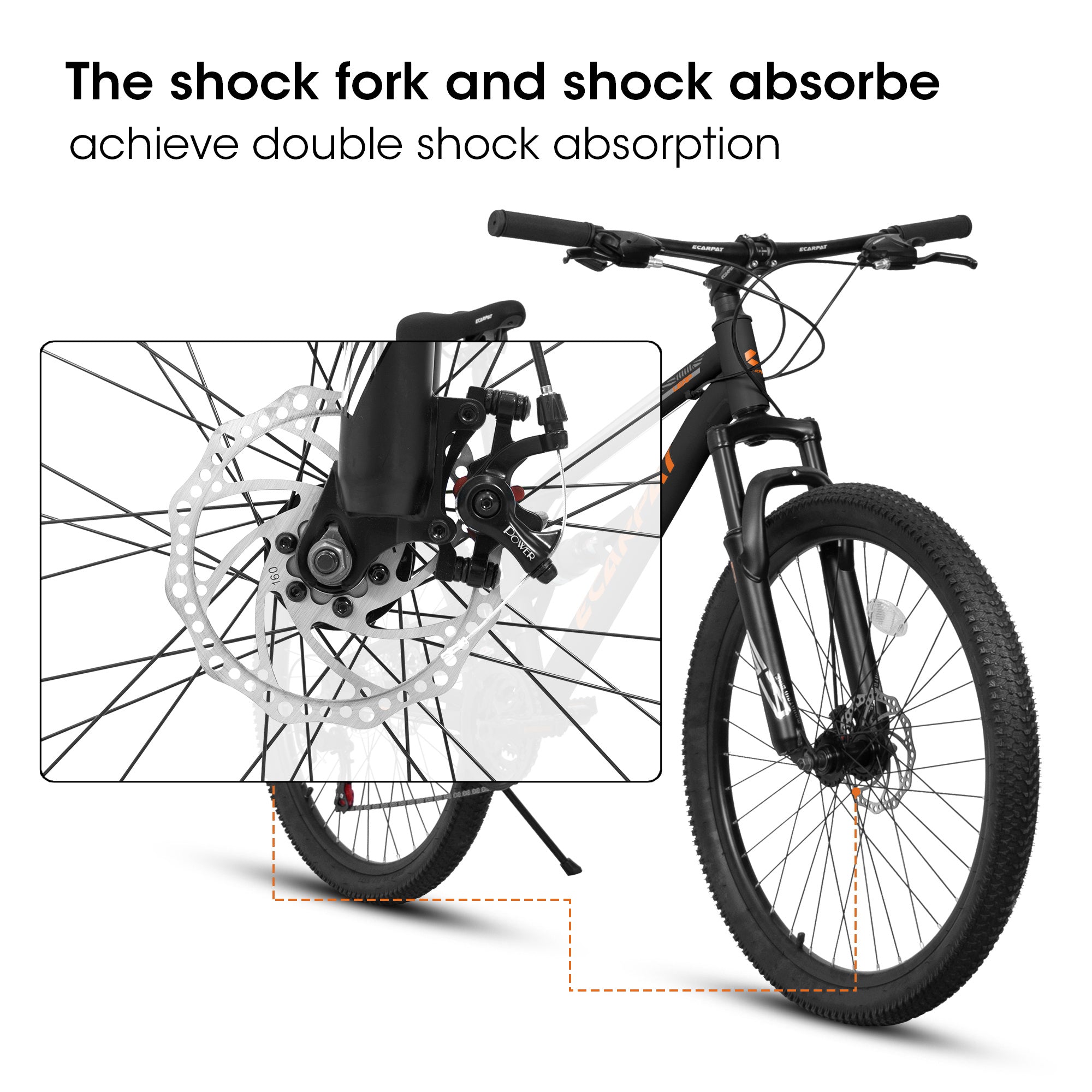 A26207 26 Inch Steel Frame Shock Fork Plus Shock Absorber 21-speed Unisex Mountain Bike - Energize Trek