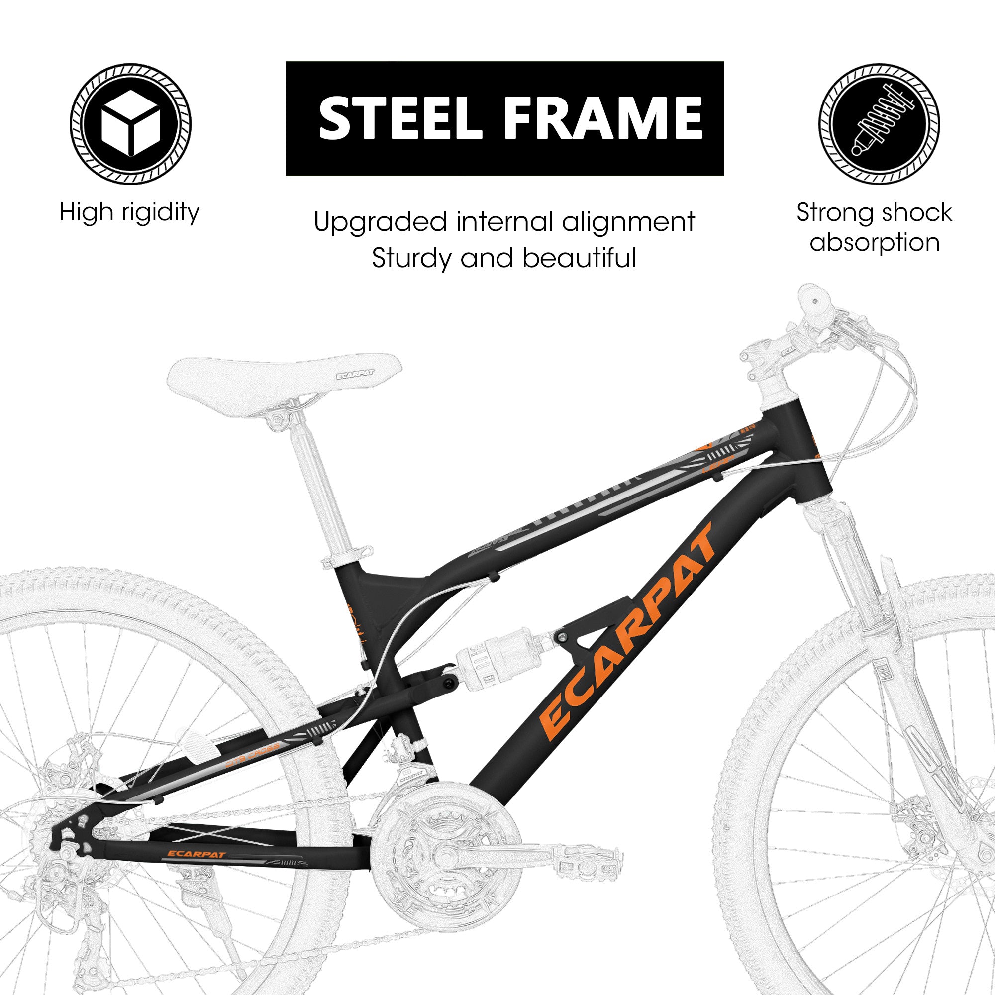 A26207 26 Inch Steel Frame Shock Fork Plus Shock Absorber 21-speed Unisex Mountain Bike - Energize Trek