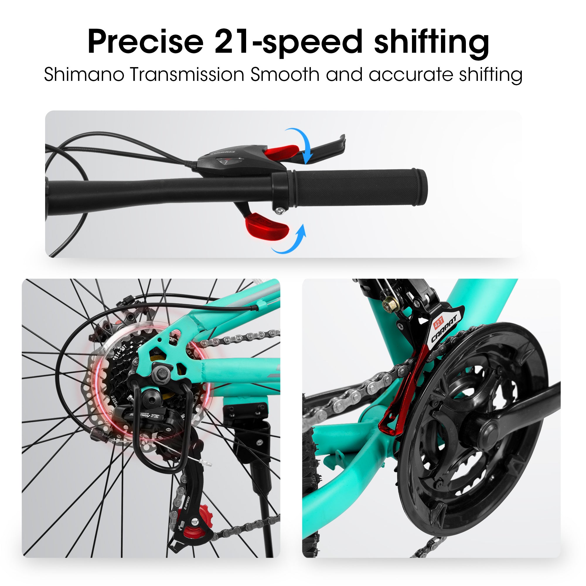 A26207 26 Inch Steel Frame Shock Fork Plus Shock Absorber 21-speed Unisex Mountain Bike - Energize Trek