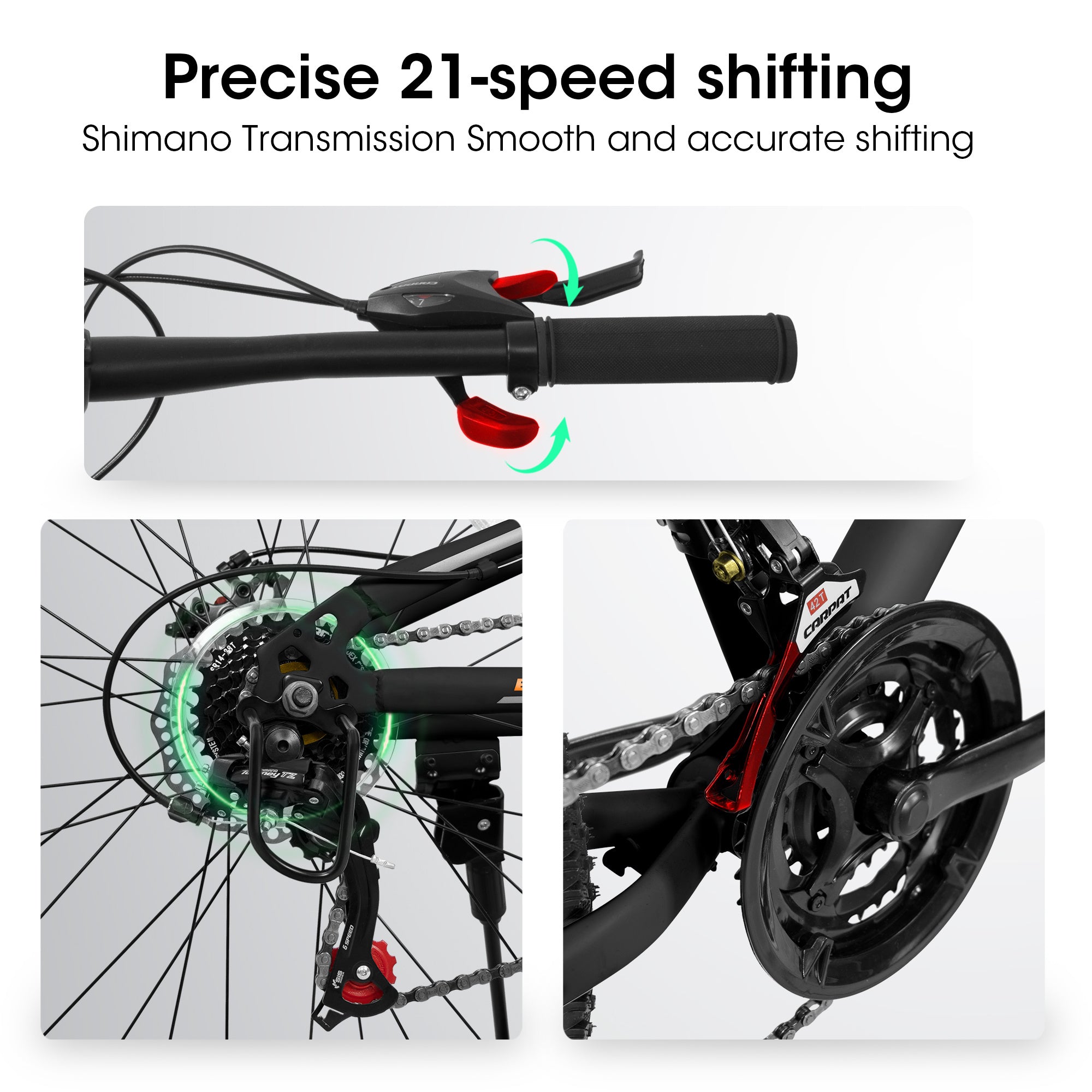 A26207 26 Inch Steel Frame Shock Fork Plus Shock Absorber 21-speed Unisex Mountain Bike - Energize Trek