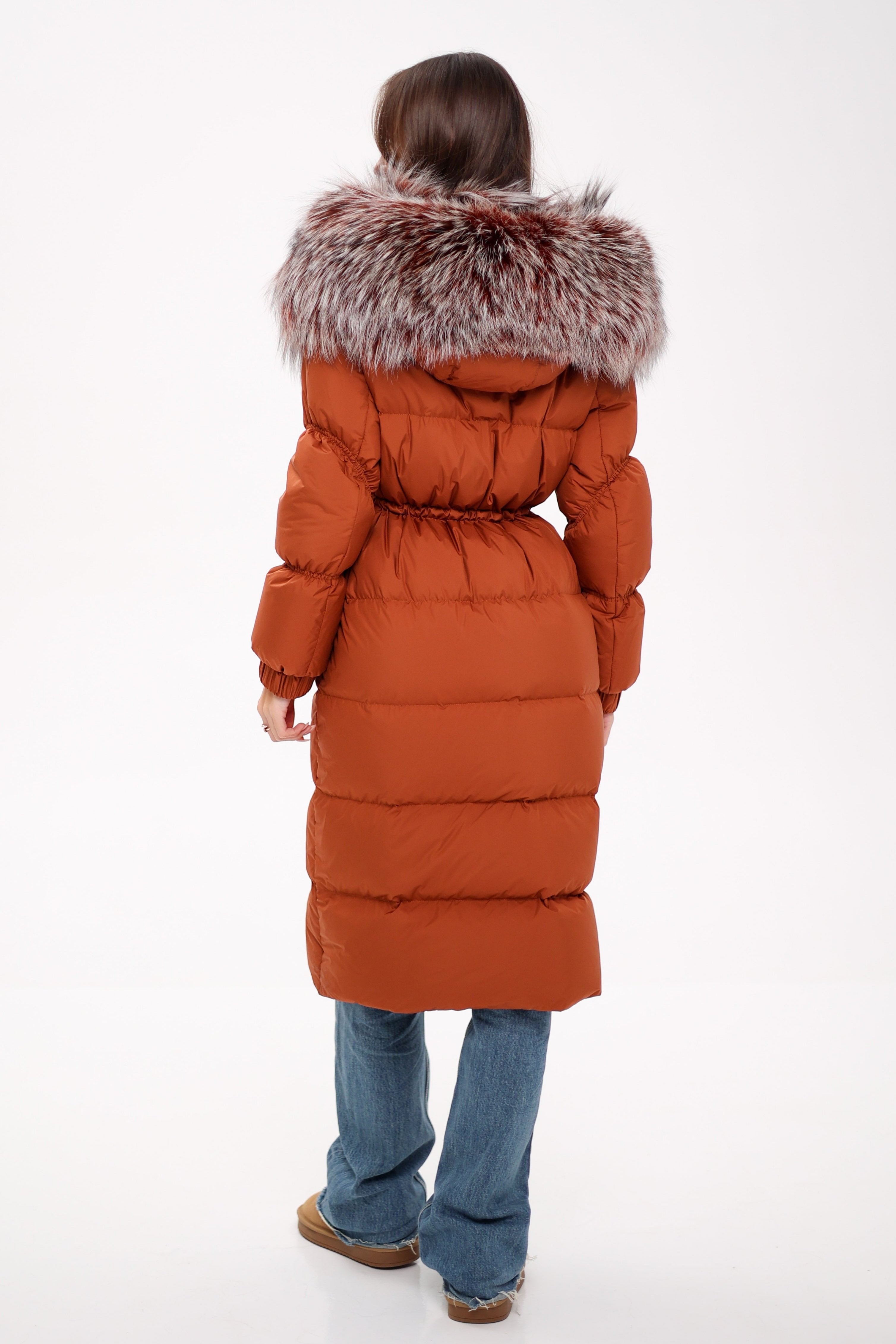 Genuine Silver Fox Fully Lined Hood Down Filled Coat - Energize Trek
