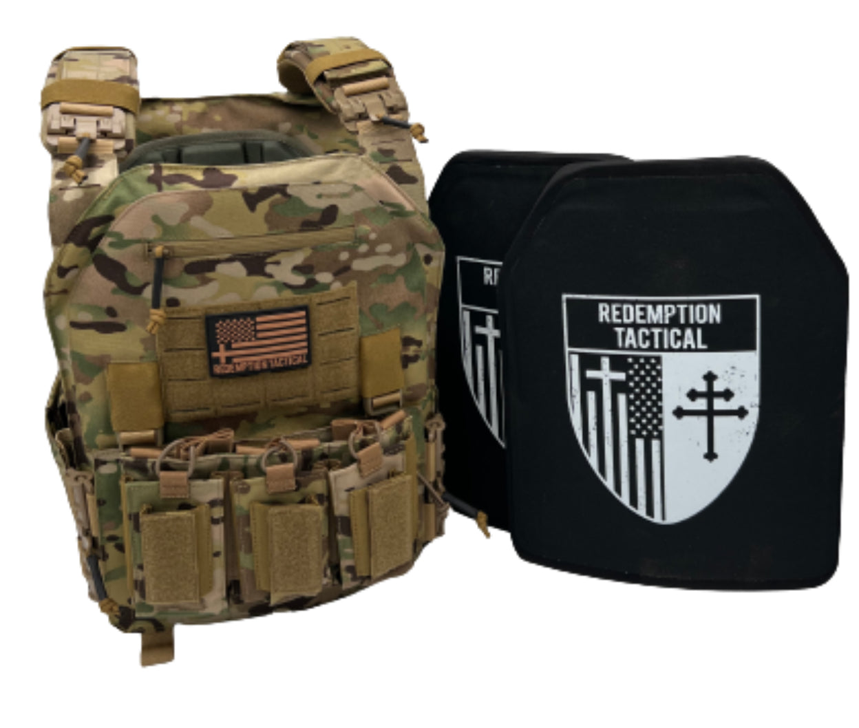 BIG BOY Crusader 2.0 XL Armor COMBO PACKAGE LIGHTWEIGHT LEVEL IV (2) XL Ceramic Front/Back Plates - Energize Trek