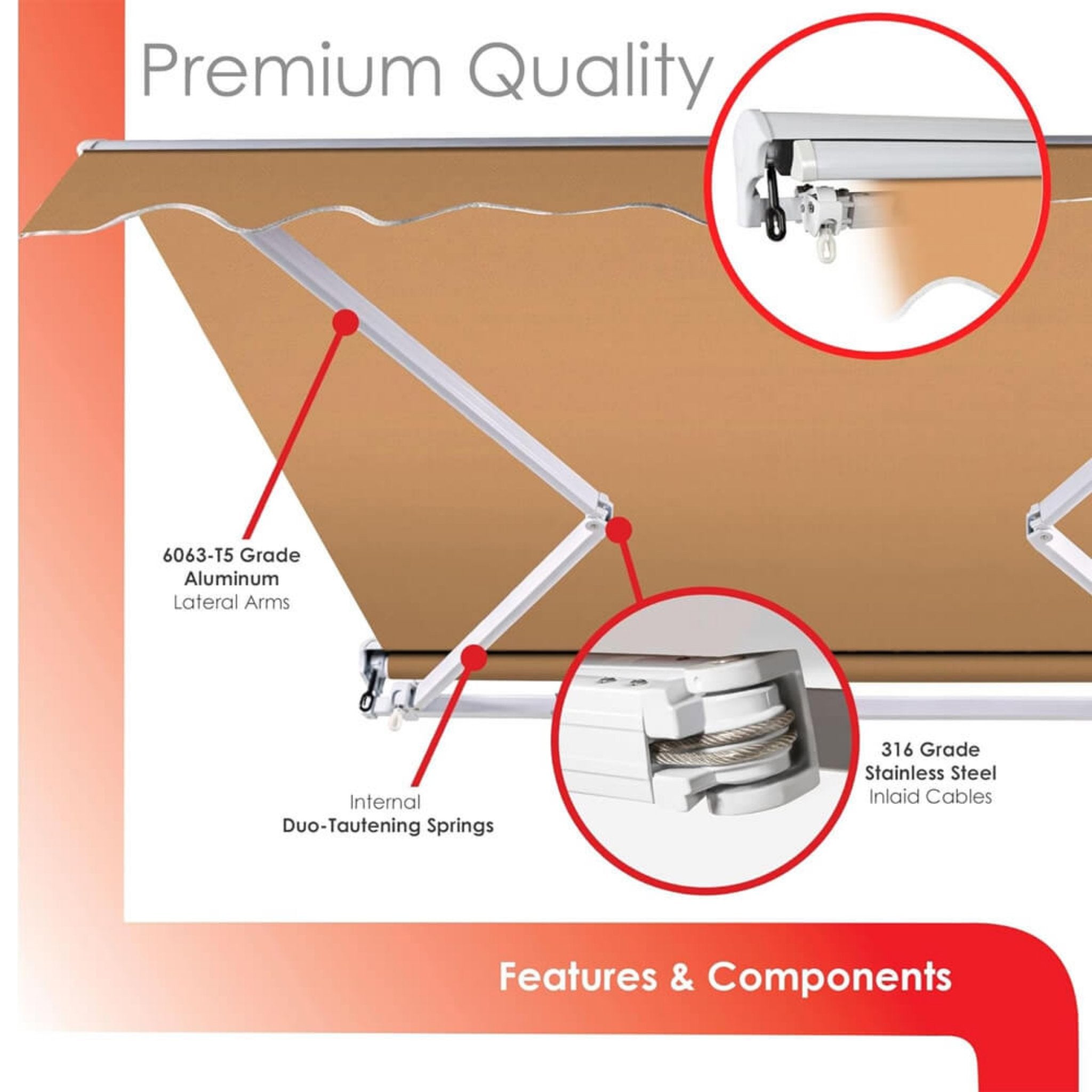 Advaning Luxury Series Fully Assembled Retractable Sun Shade Canopy Awning (SAK31549) - Energize Trek