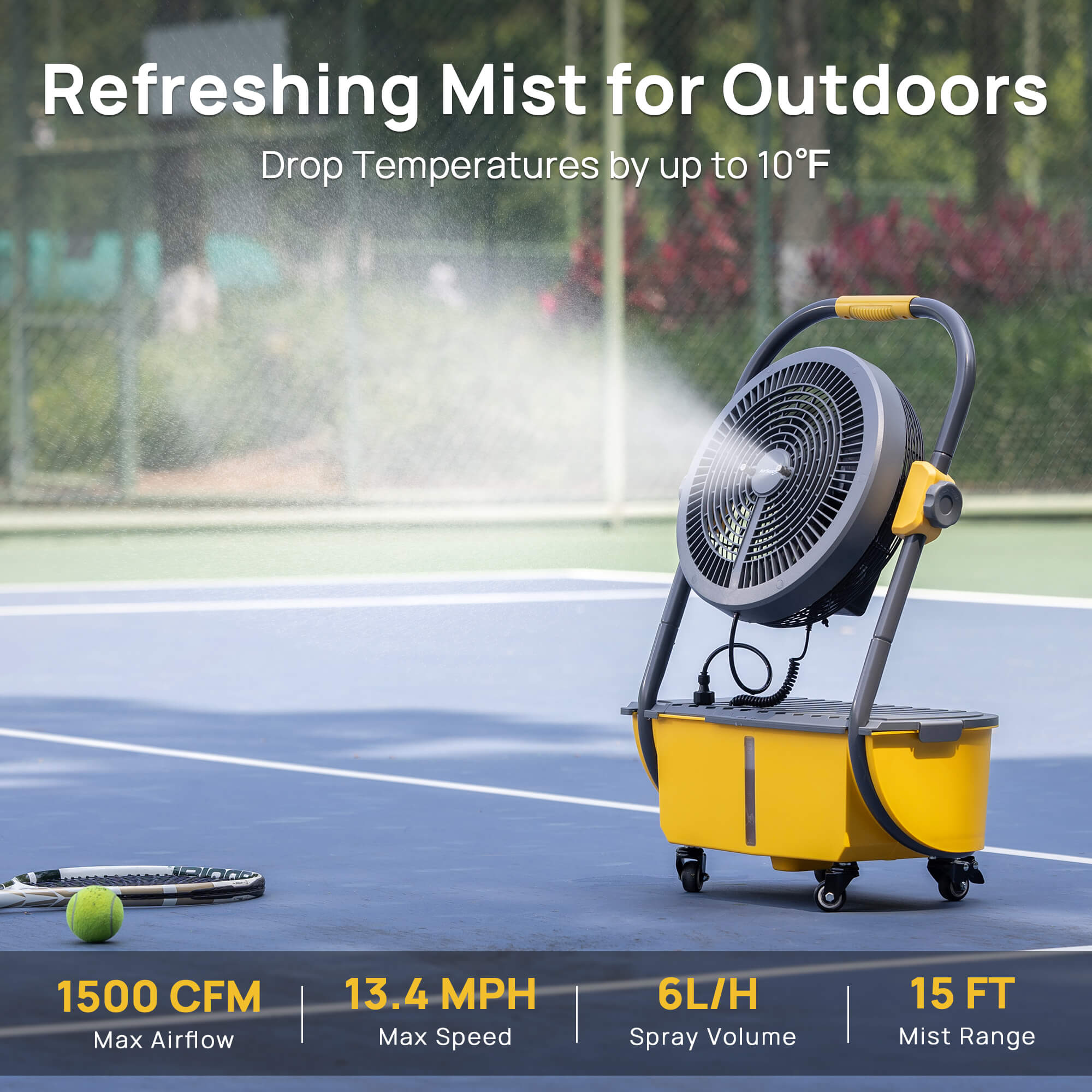 AirSupply MS12 Portable Mist Fan, 11L Tank & Up to 50H Runtime - Energize Trek