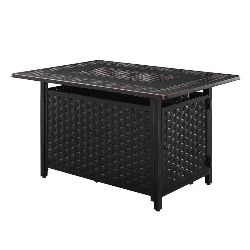 Albany 44" Rectangular Woven Aluminum Convertible Gas Fire Pit Table - Energize Trek