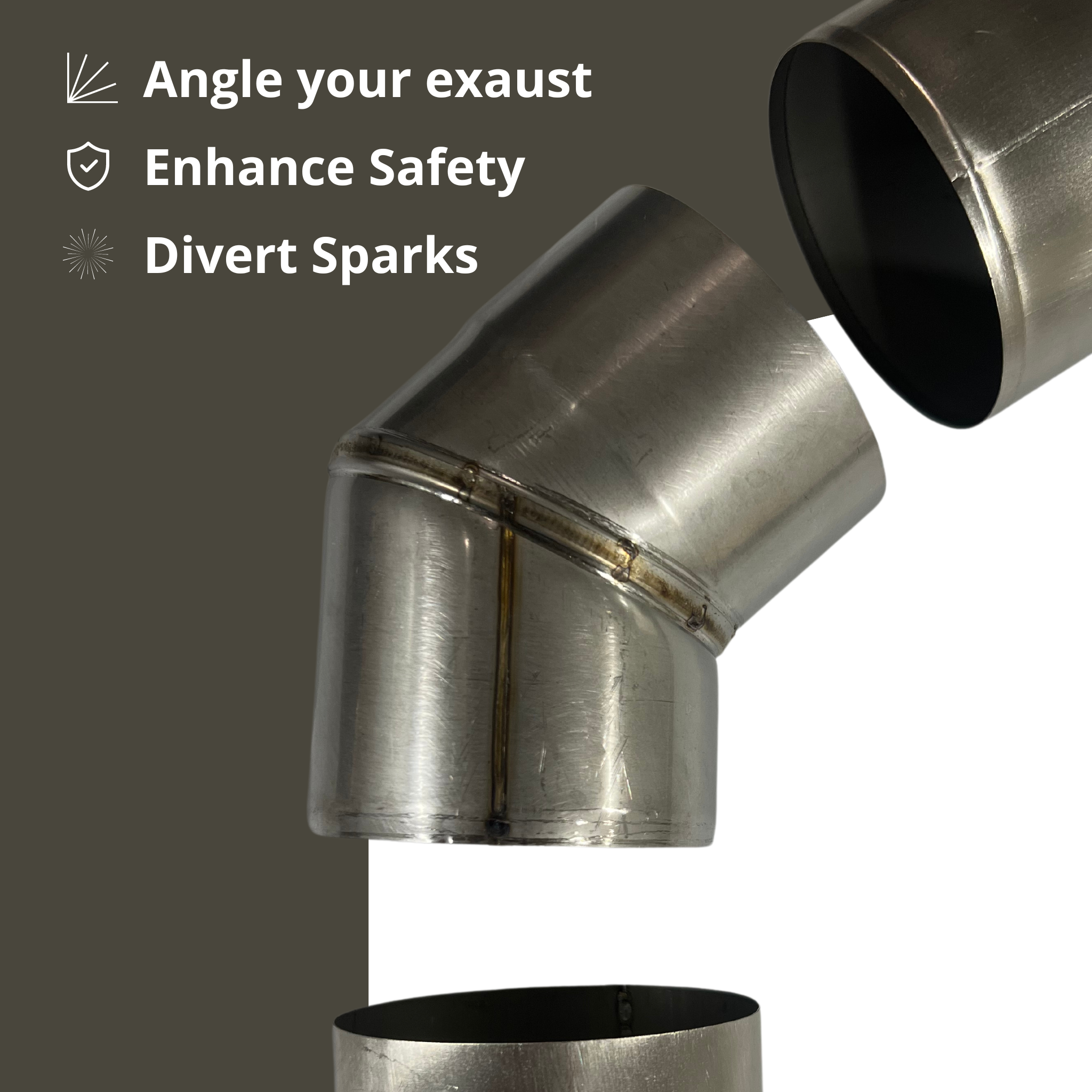 Angled Stove Chimney Pipe - 45 Degree Angle - 3.5” - Energize Trek