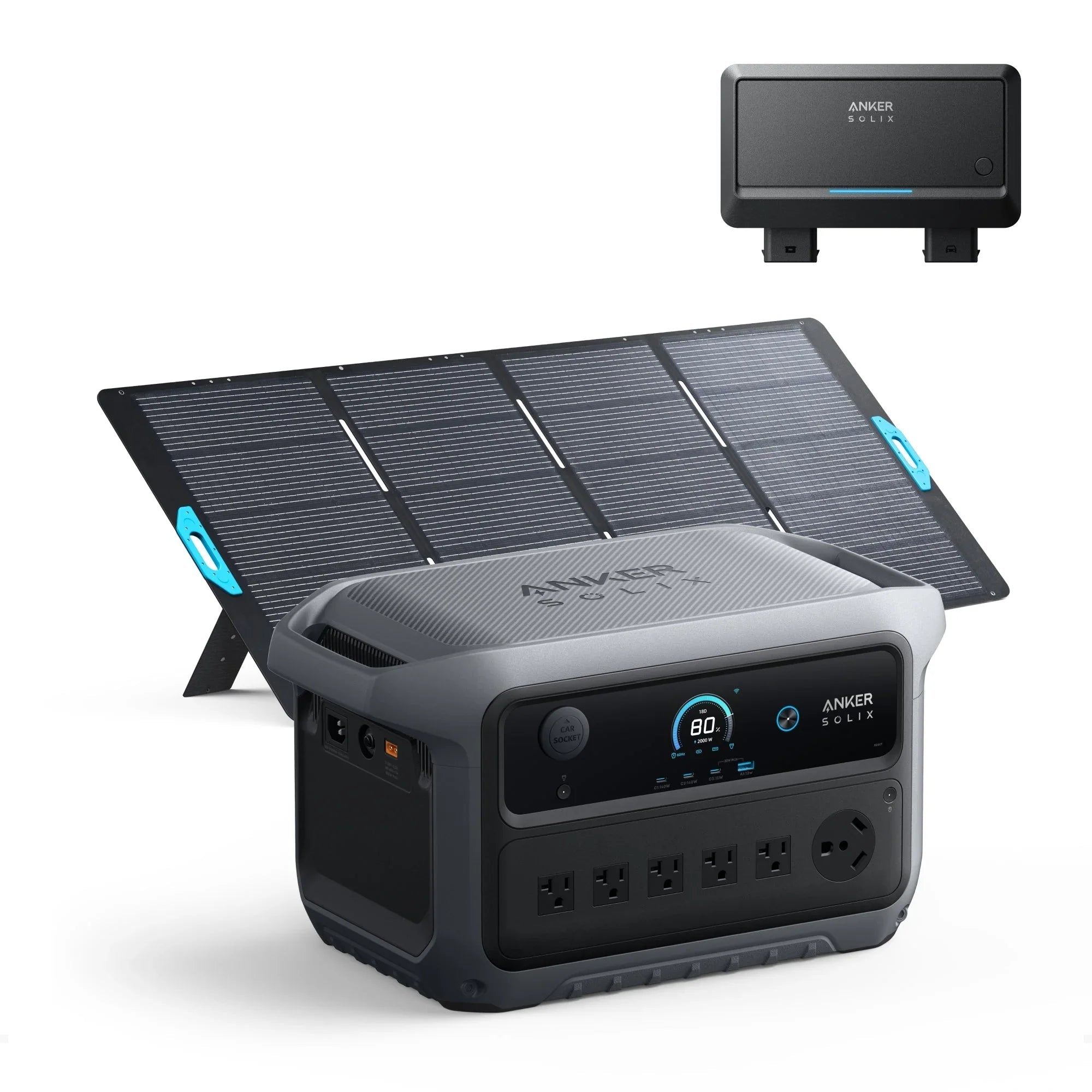 Anker SOLIX C2000 Gen2 Portable Power Station + 400w Solar Panel + Car Alternator Charger - Energize Trek