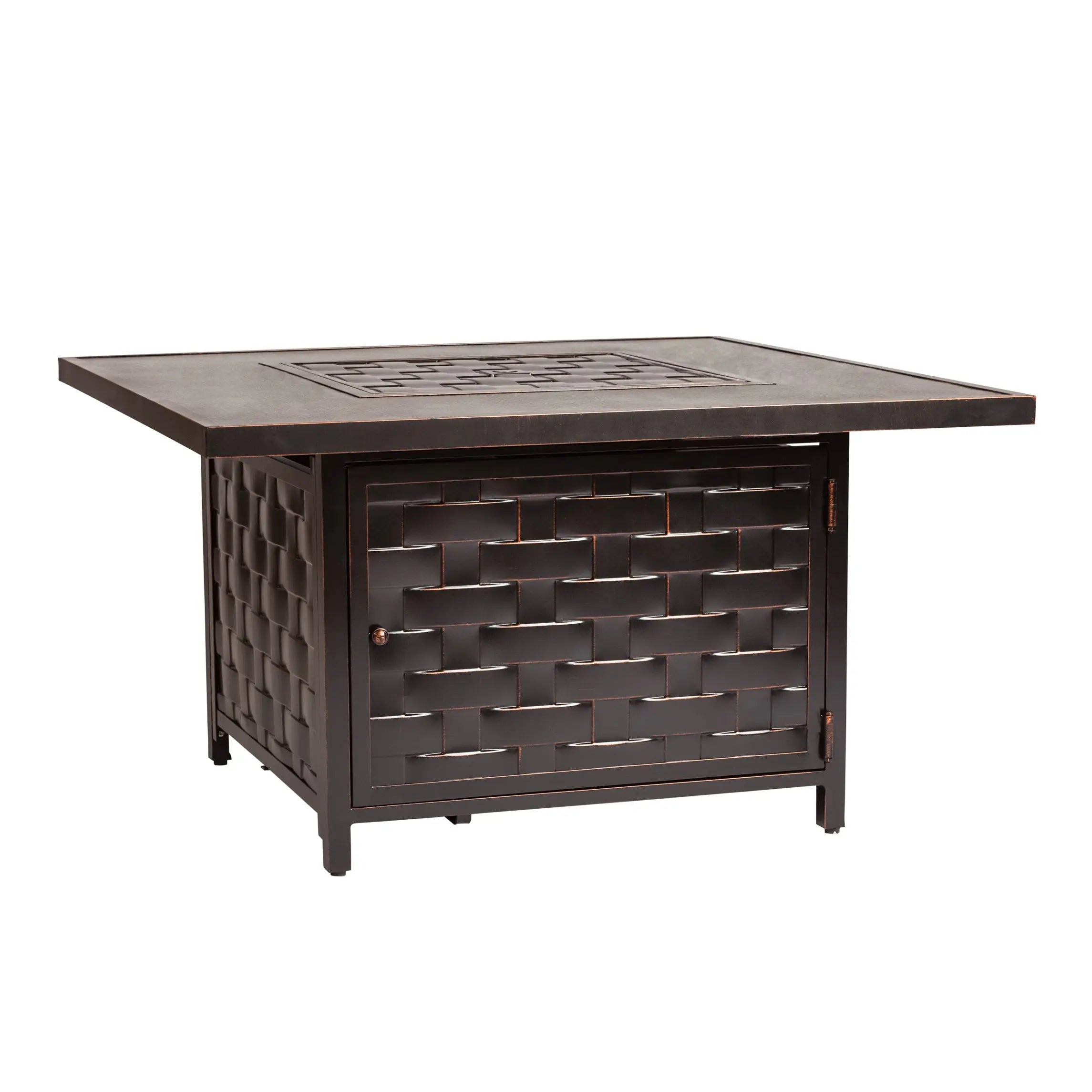 Armstrong 42" Square Basketweave Aluminum Convertible Gas Fire Pit Table - Energize Trek
