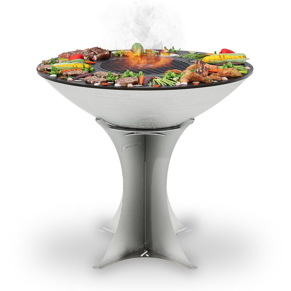 Arteflame 40″ Platinum Series — Stainless Fire Bowl Flat-Top Grill with Euro Base (Stainless or Powder-Coated Black) - Energize Trek