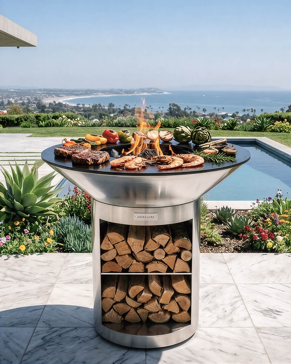 Arteflame 40″ Platinum Series — Stainless Fire Bowl Flat-Top Grill with Storage Base - Energize Trek