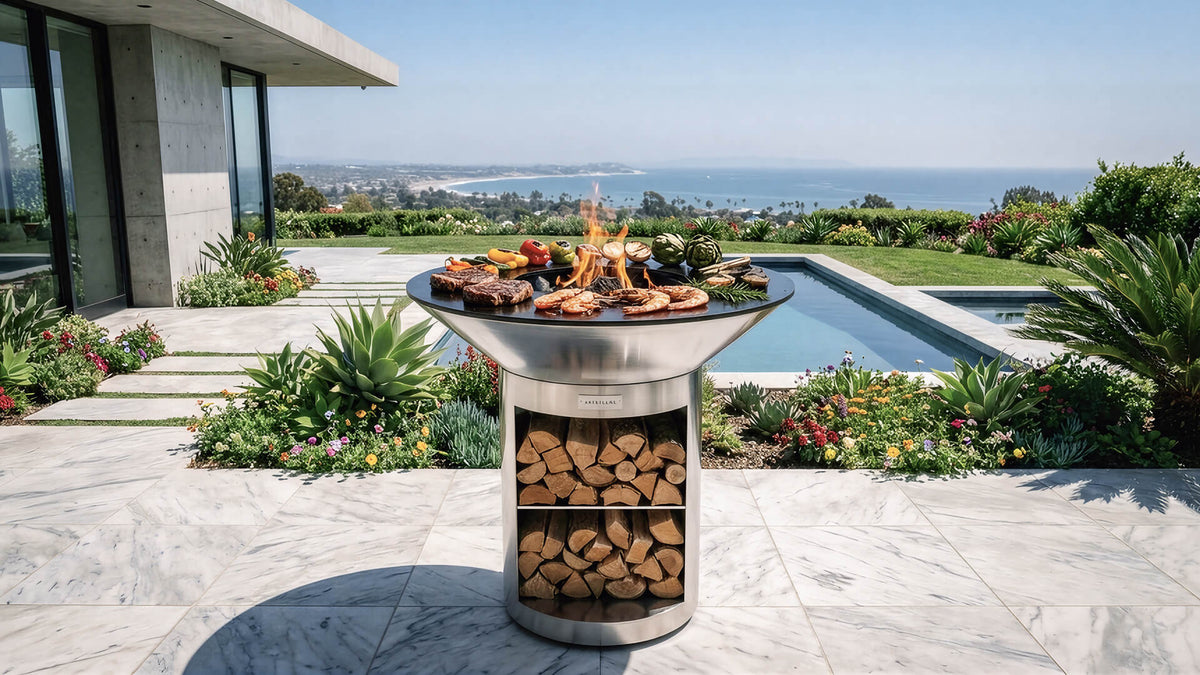 Arteflame 40″ Platinum Series — Stainless Fire Bowl Flat-Top Grill with Storage Base - Energize Trek