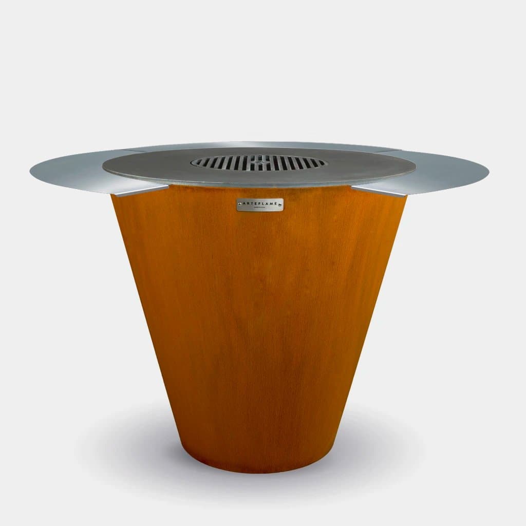Arteflame Classic 40″ — Round Base Flat-Top Grill & Fire Bowl (CORTEN Steel) - Energize Trek