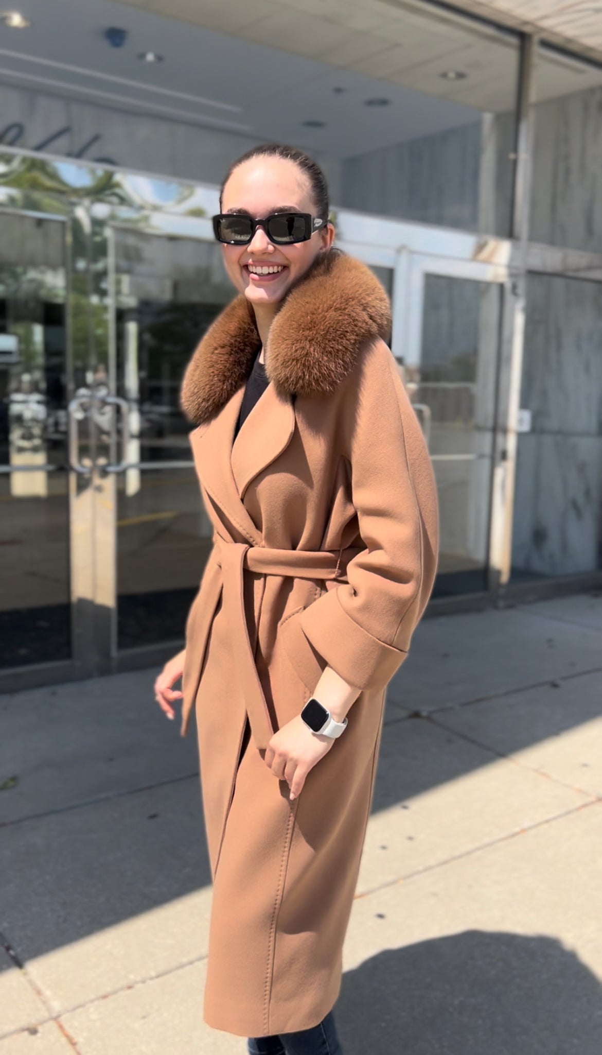 Genuine Polar Fox Tailored Cashmere Wool Coat - Energize Trek