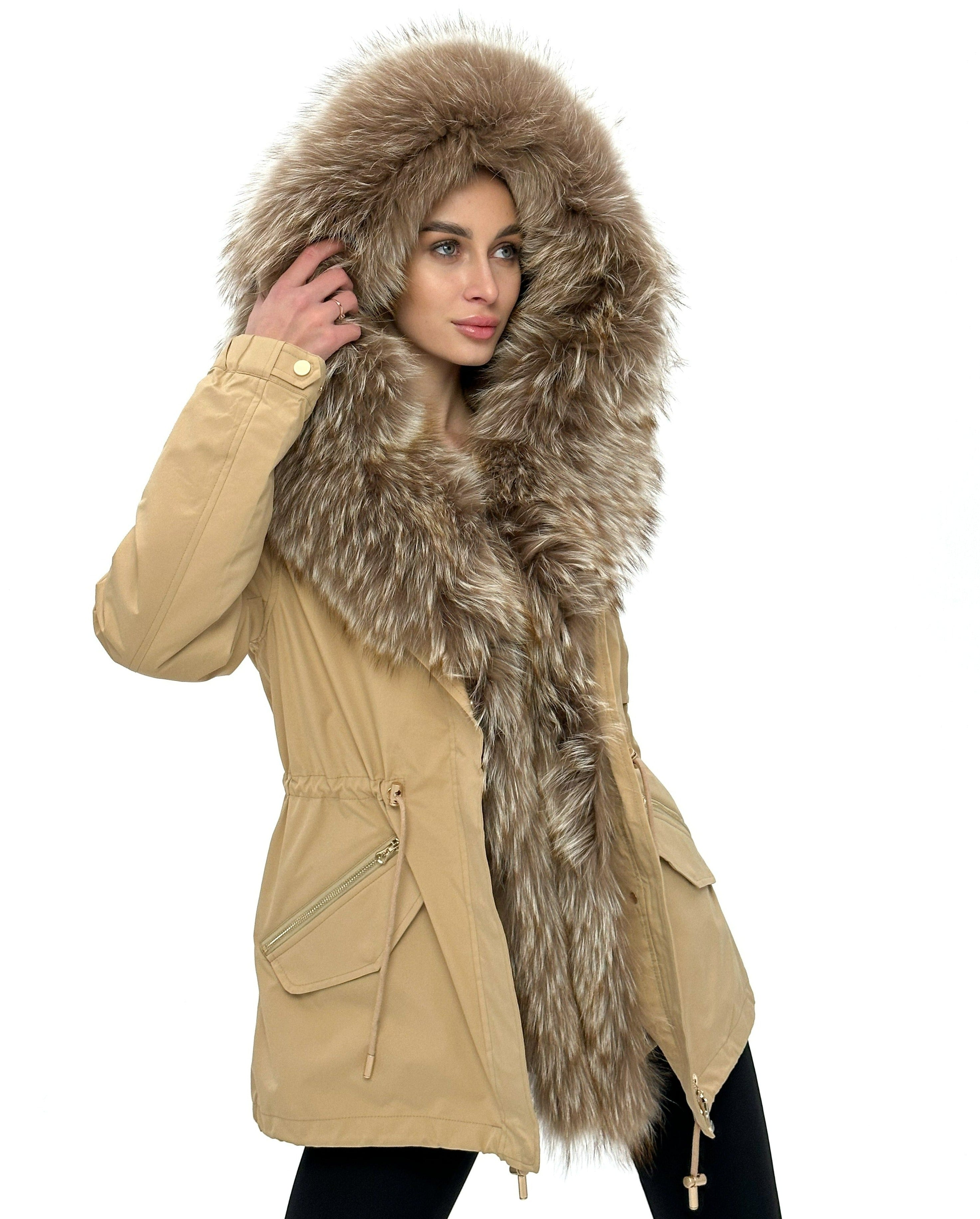 Genuine Silver Fur Trim Parka with Rabbit Fur Insulation - Energize Trek
