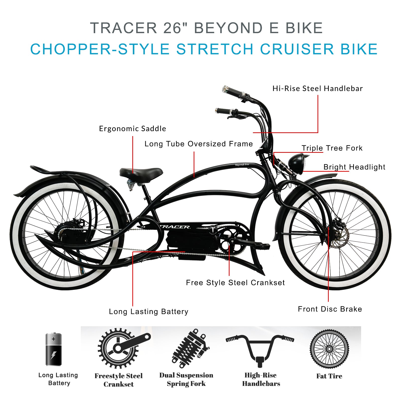 TRACER 26"Stretch E-BIKE 800W 48V