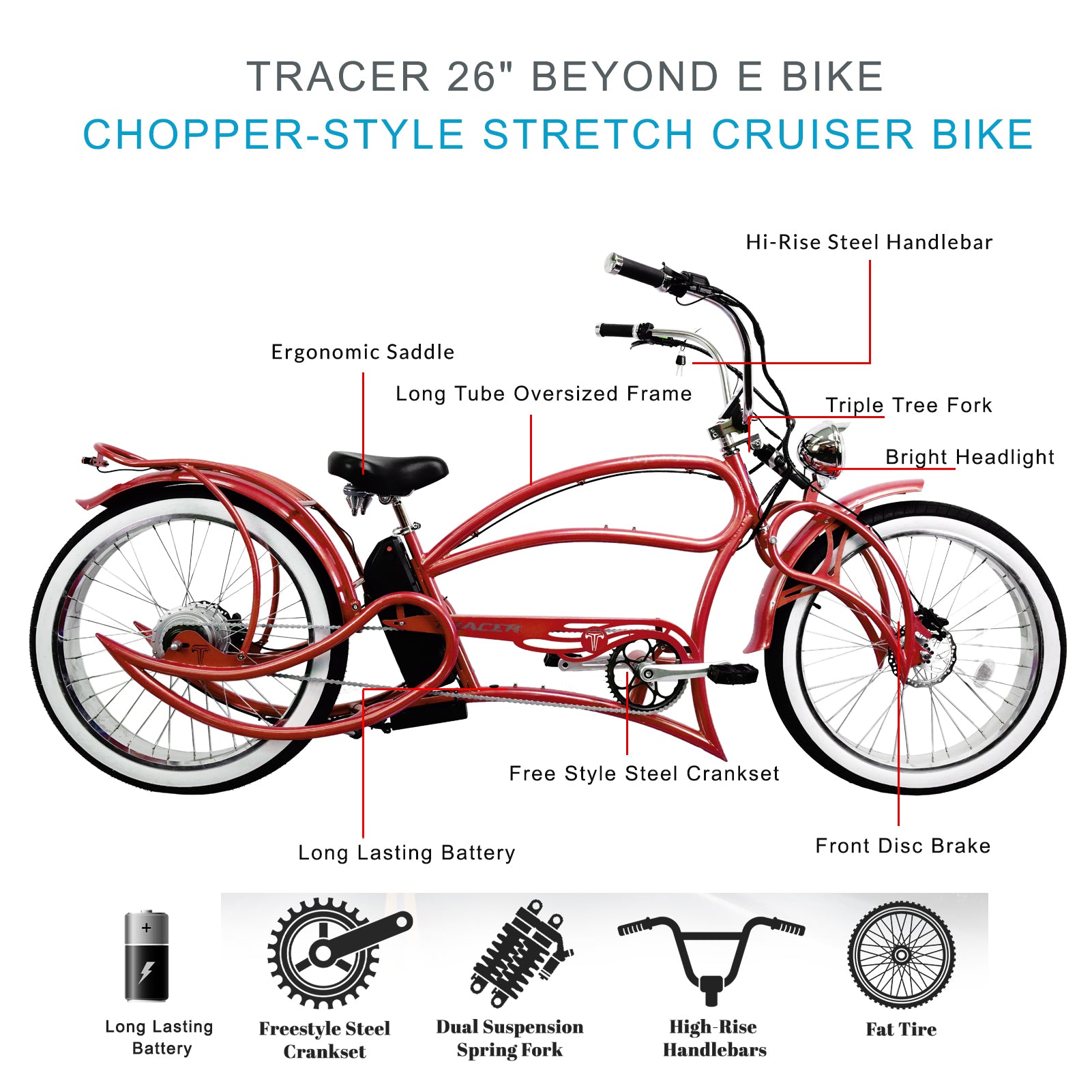 TRACER 26"Stretch E-BIKE 800W 48V