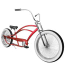 Micargi  26” Chopper Cruiser Bikes, Stretch Steel Frame, Single Speed KT Coaster Brake Triple Tree Fork, Handlebar Retro Hi-Rise-Type H: 330mm W: 750mm, Alloy Fat Polish Rim, Front 26"x3"x140H*13G Chrome Spokes, Rear 24... - Energize Trek