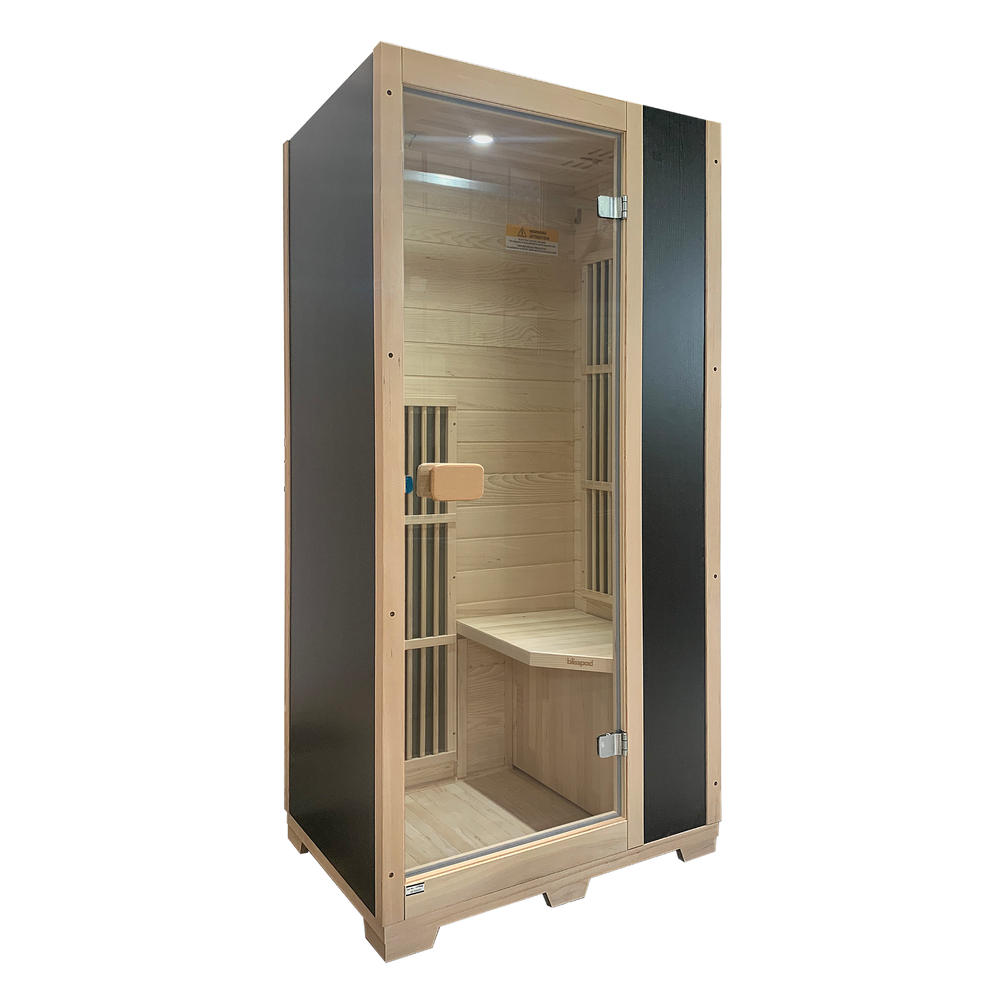 Blisspod | Vienna | Far Infrared Sauna | Canadian Hemlock Very Low EMF | 72.8"H x 35.4"W x 25.6"D | 1 Person - Energize Trek