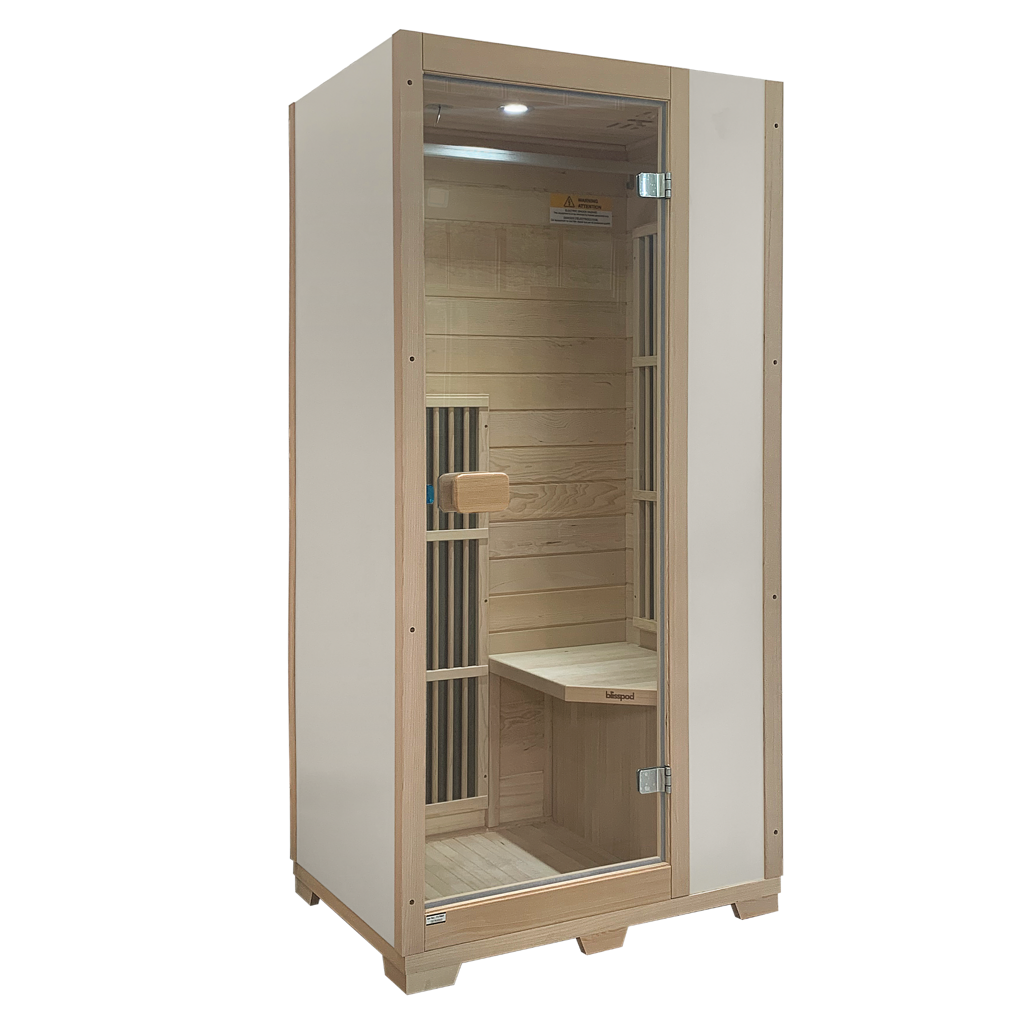 Blisspod | Vienna | Far Infrared Sauna | Canadian Hemlock Very Low EMF | 72.8"H x 35.4"W x 25.6"D | 1 Person - Energize Trek