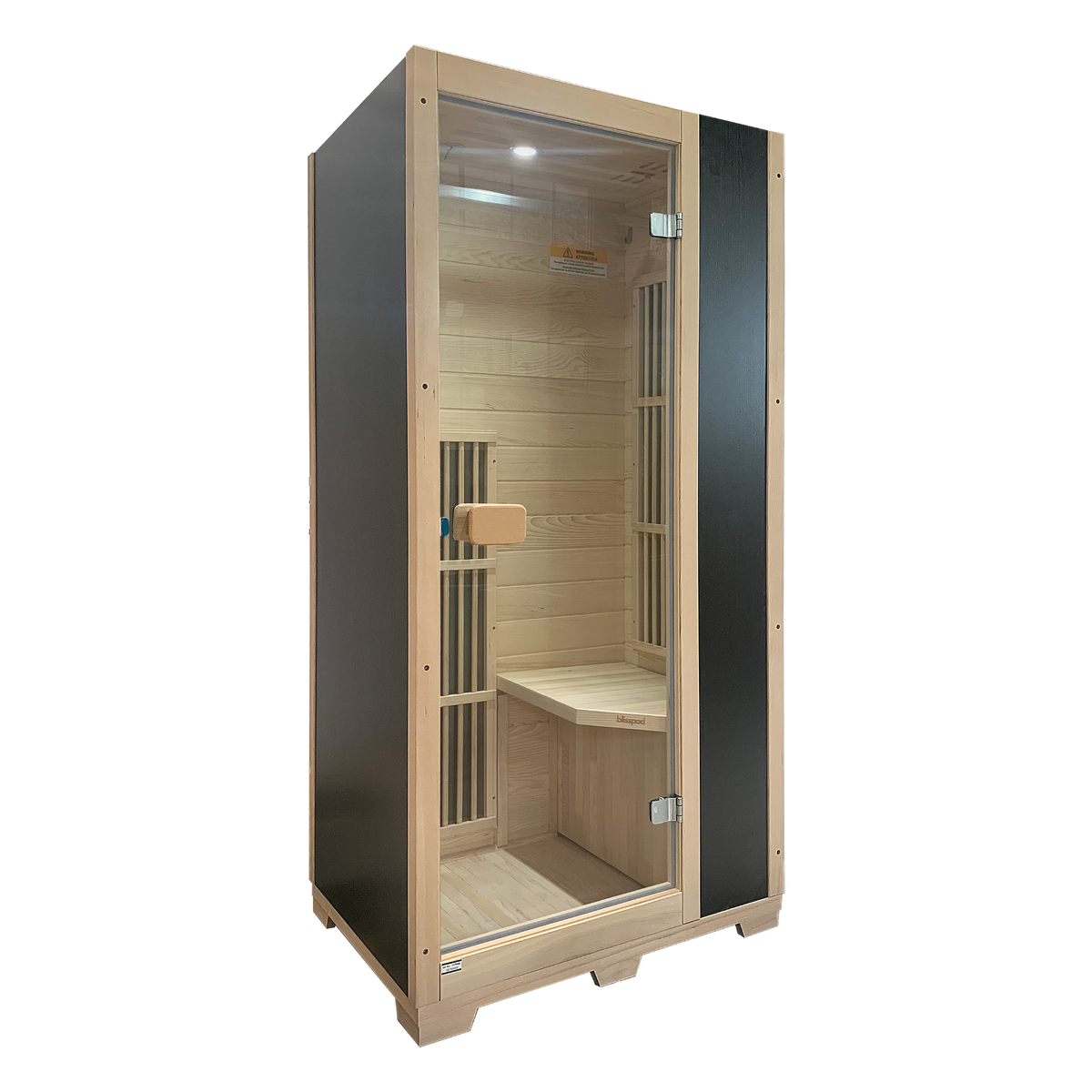 Blisspod | Vienna | Far Infrared Sauna | Canadian Hemlock Very Low EMF | 72.8"H x 35.4"W x 25.6"D | 1 Person - Energize Trek