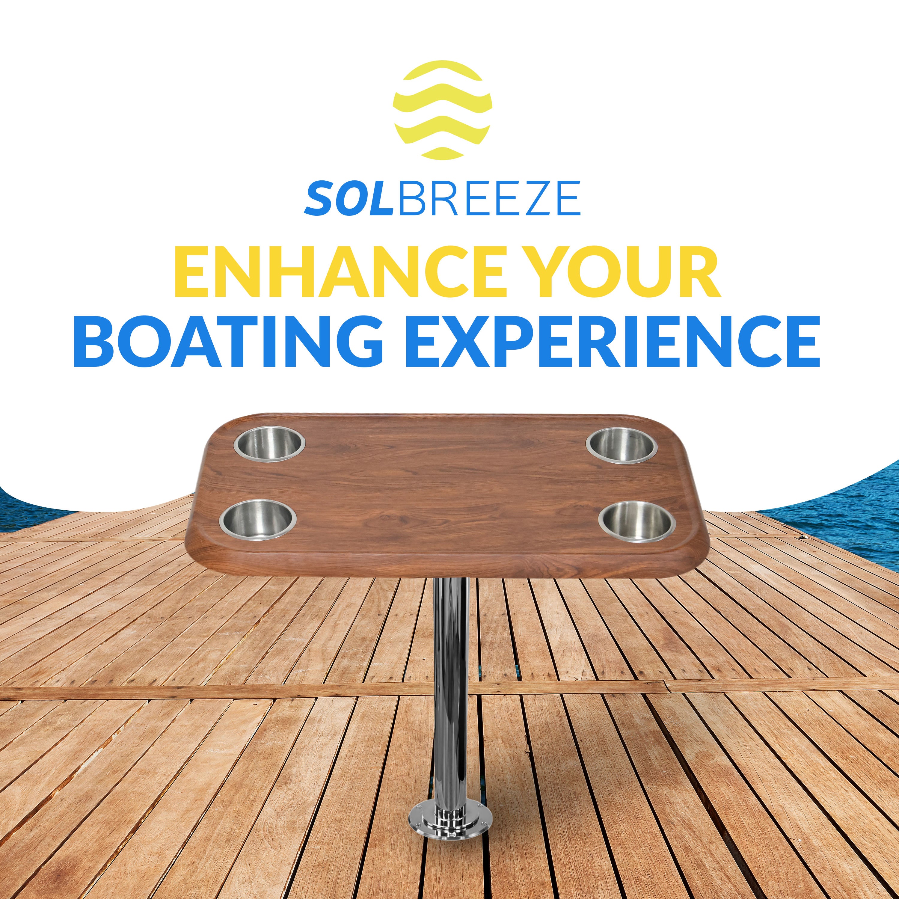 Boat Table Set - 6" Flush Mount Floor Plate / Anti Wobble (6 colors) - Energize Trek