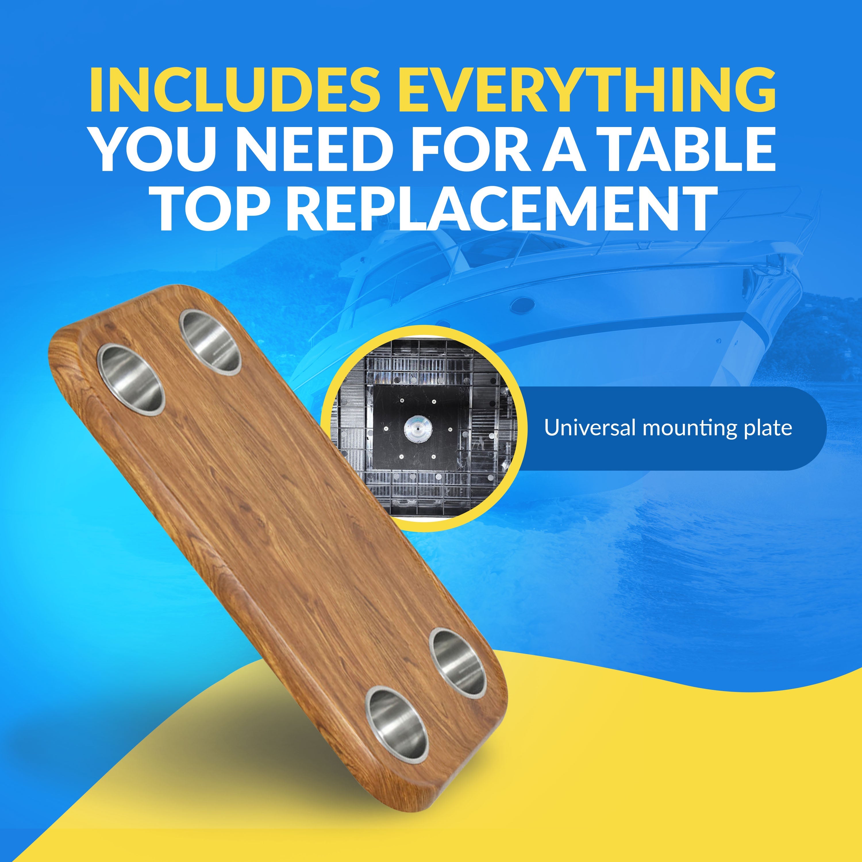 Boat Table Tops for Pontoons, Cabin Cruisers & Boats | Waterproof Replacement Table Top (6 colors): - Energize Trek
